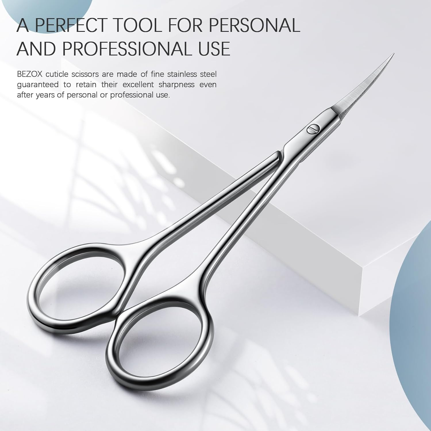 BEZOX Extra Fine Curved Cuticle Scissors, Super Thin Cuticle Scissors for Skin Care, Professional Manicure Small Skin Scissors, Stainless Steel Cuticle Cutter, 1 Piece image number 3