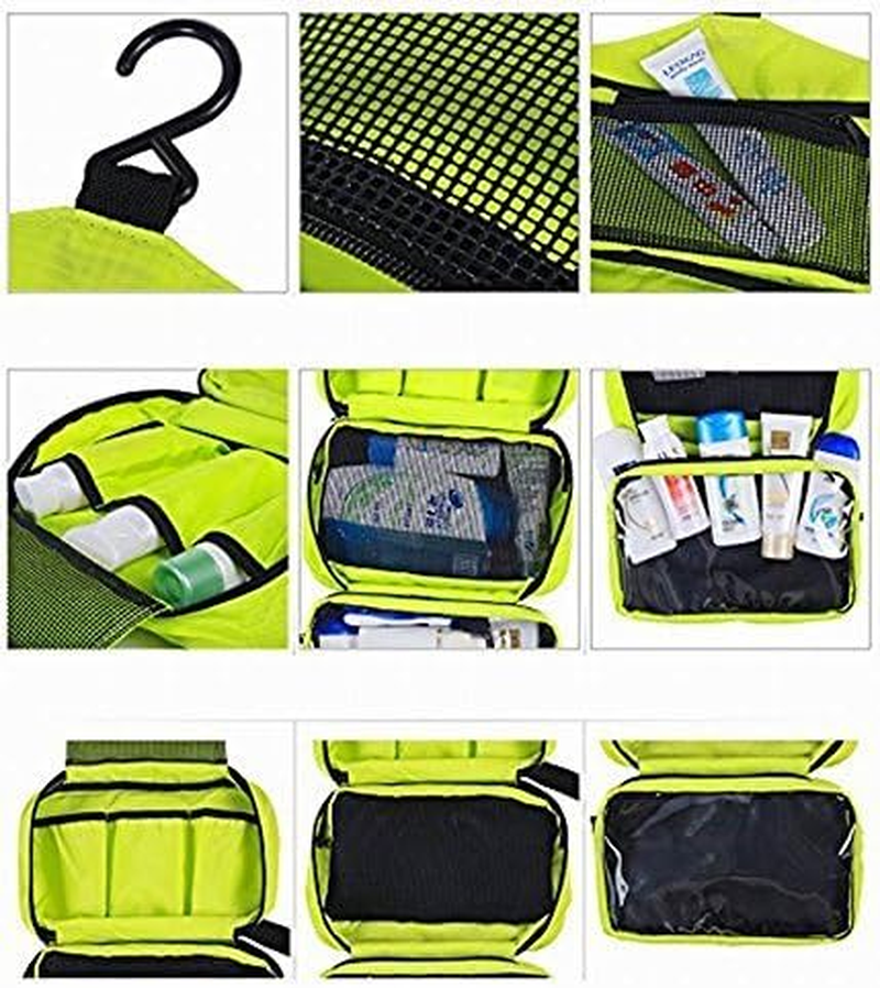 CYBERNOVA Multi-Functional Waterproof Compact Hanging Cosmetic Travel Bag Toilet Bag Toiletry Bag Washbag Organizer Kits/Cosmetic Pouch/Personal Care Hygiene Purse (Yellow-Greeen)