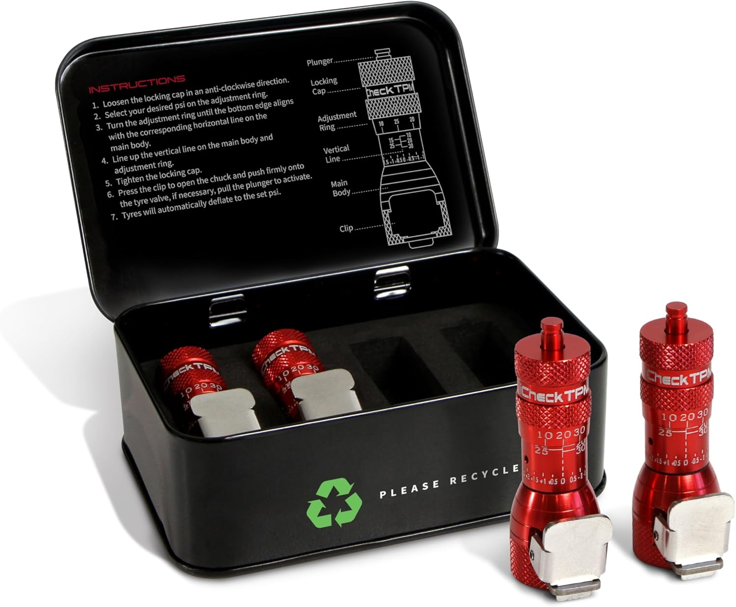 Pro Series Quick Connect Automatic Tyre Deflators, Clip Ons, for Car Trucks Rvs (Set of 4) image number 1