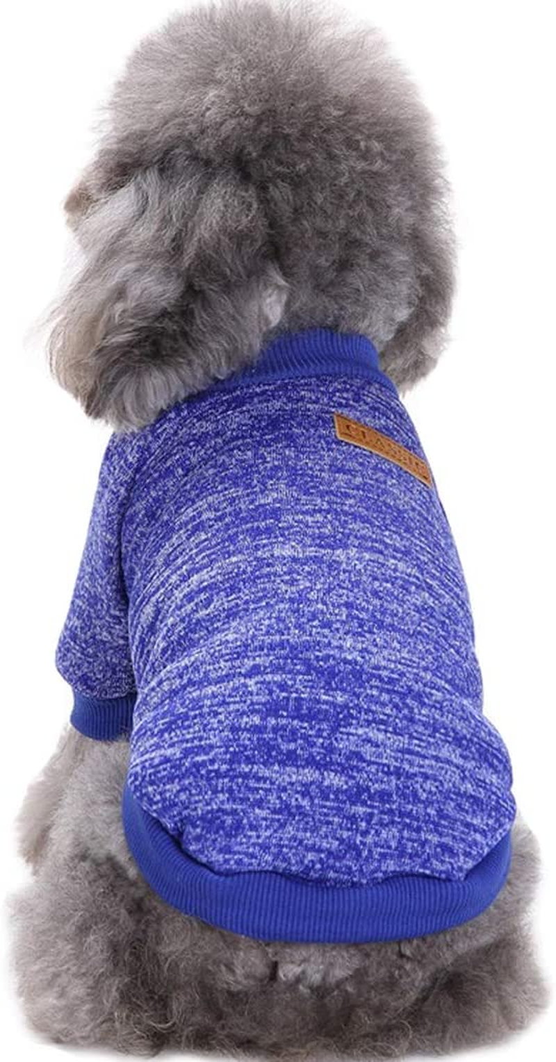 CHBORLESS Pet Dog Classic Knitwear Sweater Warm Winter Puppy Pet Coat Soft Sweater Clothing for Small Dogs (M, Dark Blue) image number 5