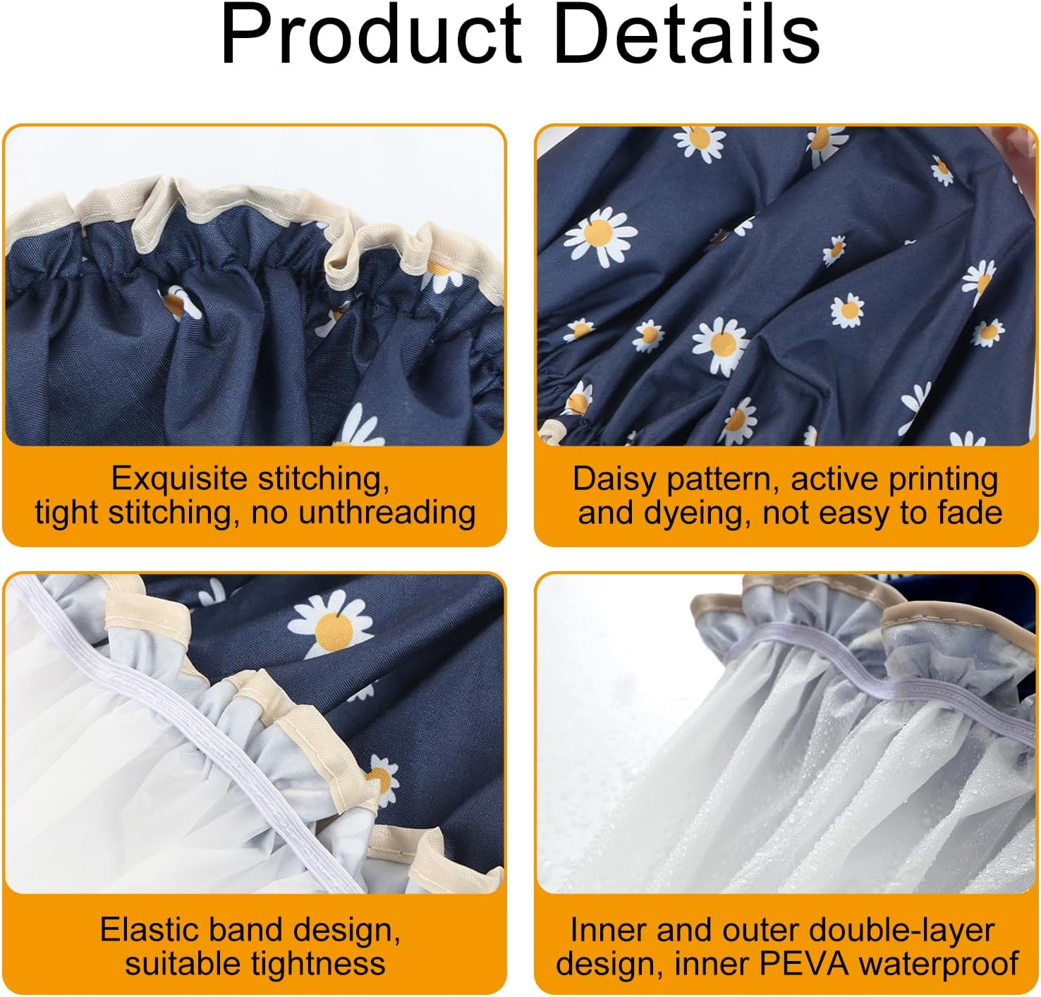 Vaolmlop Pack of 2 Shower Cap, Reusable Shower Caps for Women & Men,Waterproof with Elastic Band & Soft Lining,For Women Girls Ladies Spa Salon Home Use image number 4