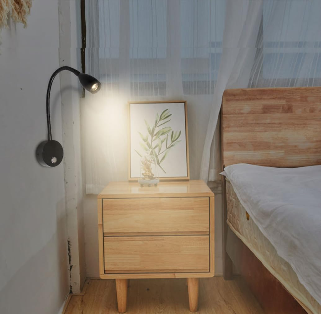 12V RV Reading Light with Dual Charging Ports, 3CCT Touch Control Dimmable Flexible Gooseneck Wall Lamp RV Interior Bedside Light for Motor-House Camper Caravan Vehicle Vessel Boat Yacht (Black) image number 4