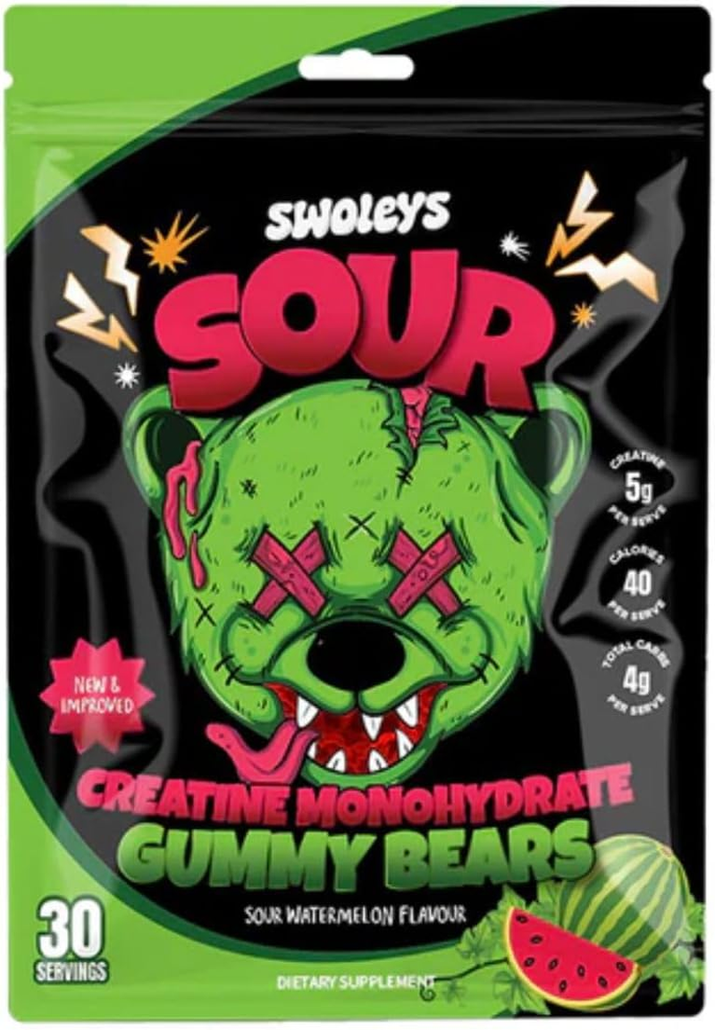 Swoleys Sour Creatine Gummy Bear 30 Serve, Sour Watermelon image number 2