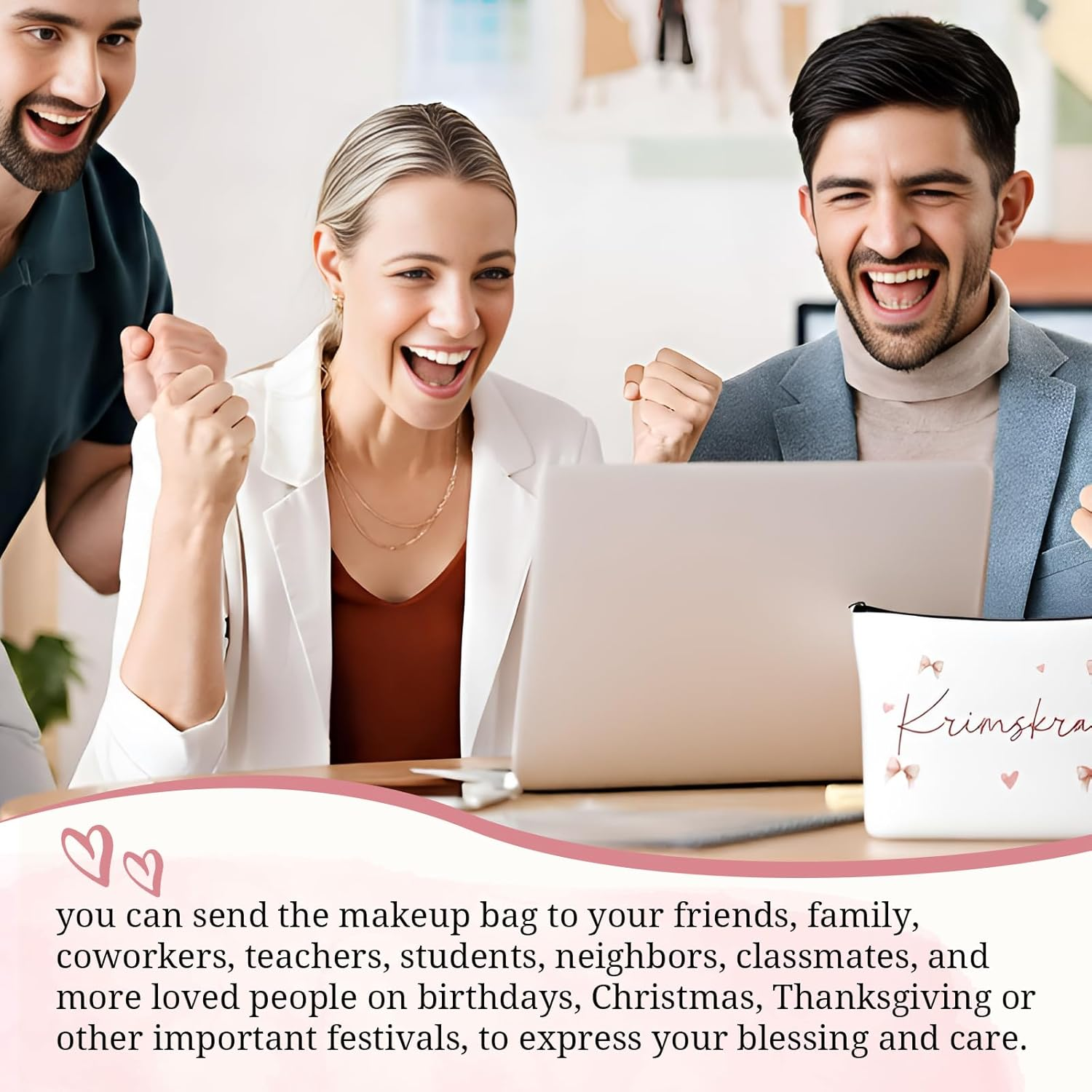 Geiserailie 3 Pieces Trousse De Maquillage Petite Trousse De Toilette Avec Inscription Zipp&eacute;e Portefeuille De Voyage Pour Femmes Et Filles, Cosmetic Bag1, Cosmetic Bag1 image number 2