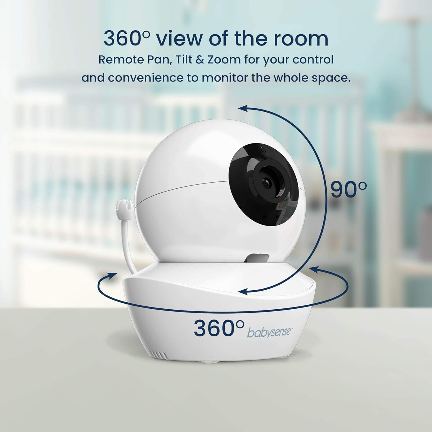 Babysense Add on Camera Video Baby Monitor HD S2, Remote Pan Tilt Zoom, Two-Way Talk-Back Audio, Long Range, Night Vision, Night Light, Lullabies, Temperature Monitoring image number 1