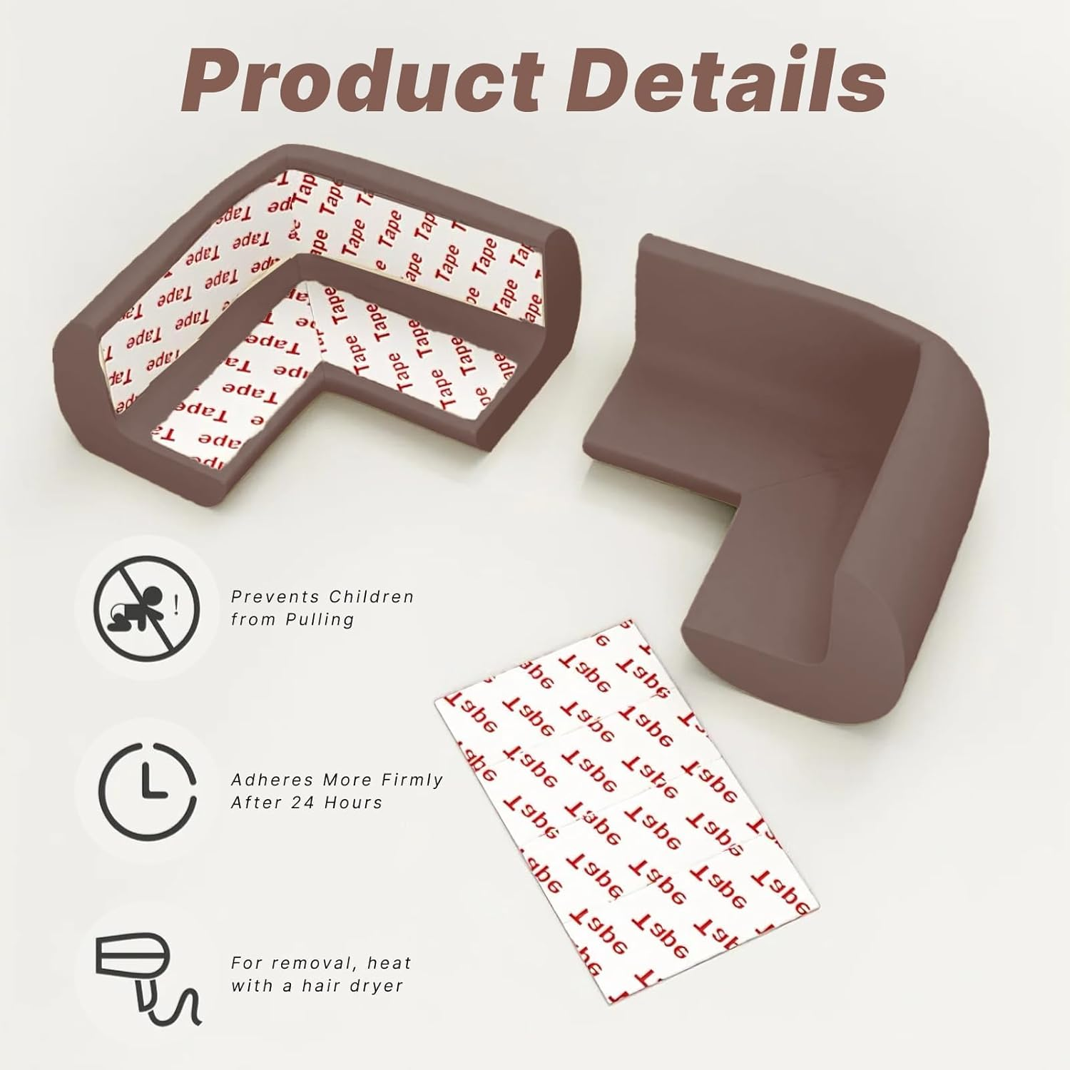 Baby Safety Soft Corner Protectors, 12 Pack Black Foam Cushion Bumpers, Non Toxic Edge Guards for Furniture, Ideal for Tables, Beds, Counters, Fire Retardant, Latex Free Childproofing Corner Cushion