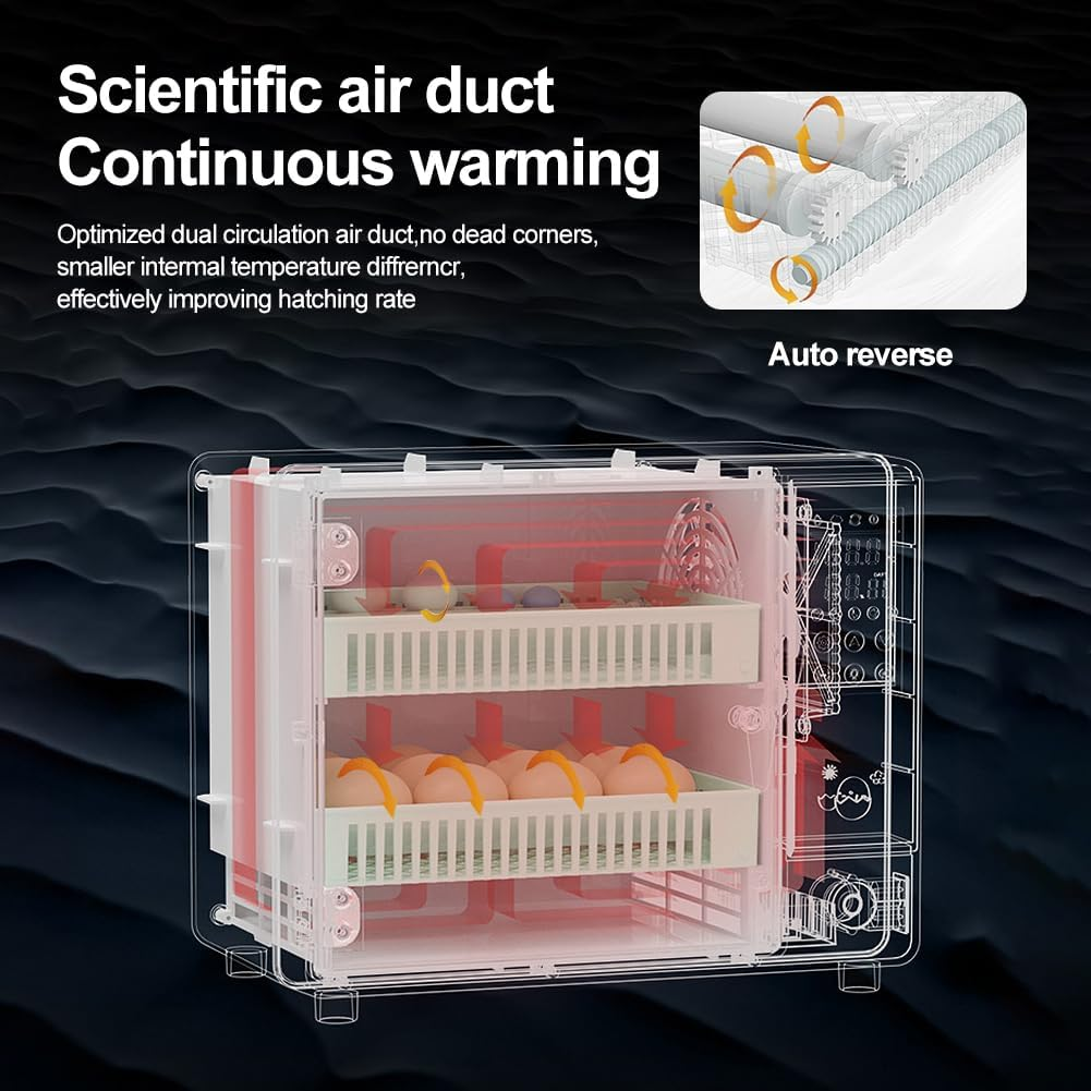 CHAOFLIGHT Eggs Incubator 24 Poultry Egg Hatchery Brooder Automatic Egg Turner with Temperature/Humidity Control & Digital Touch Screen for Hatching Parrot,Birds,Chickens,Ducks,Quails image number 6