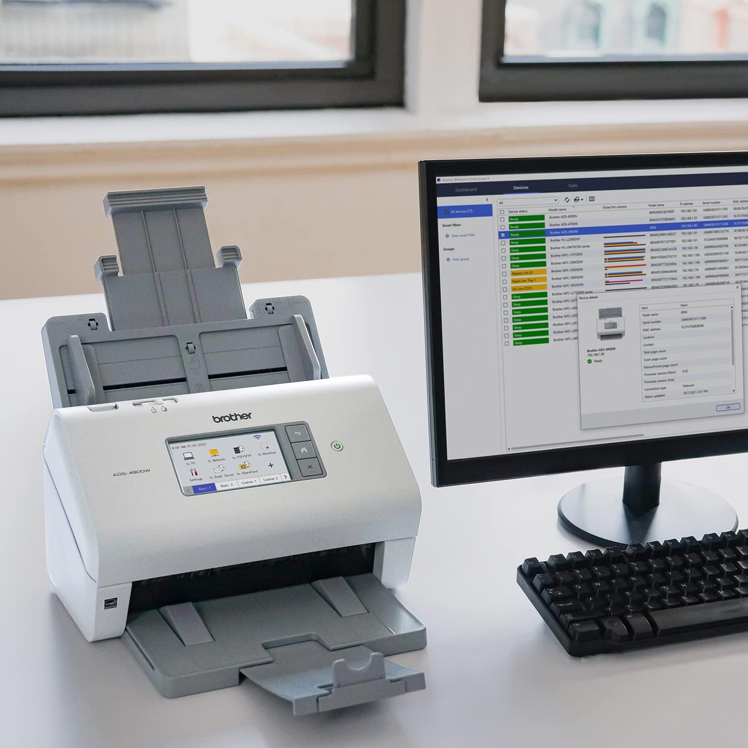 Brother ADS-4900W High Speed A4 Advanced Document Scanner, White image number 2