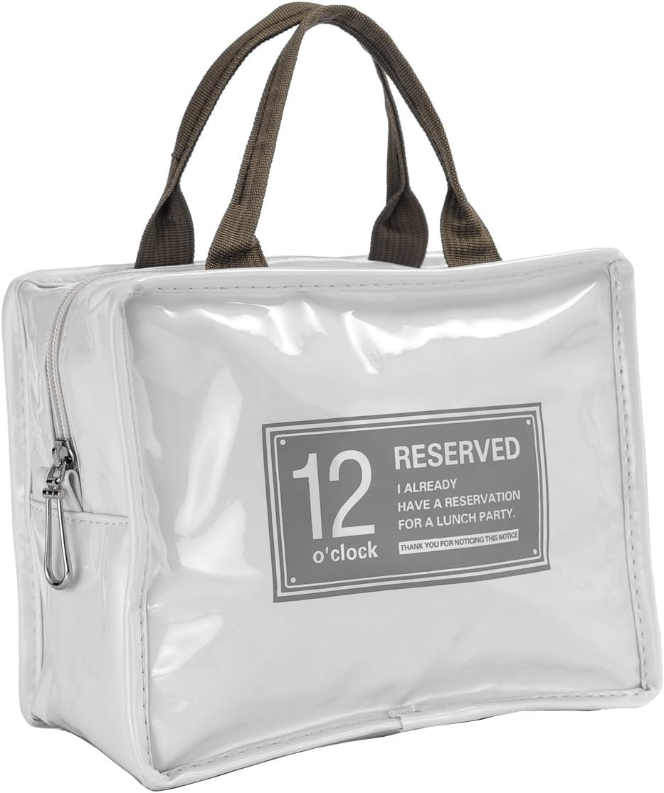 Isuperb Waterproof Lunch Bag Insulated Thermal Cooler Tote Zipper Organizer Storage Bag for Adults,Men Women Work Picnic (White)