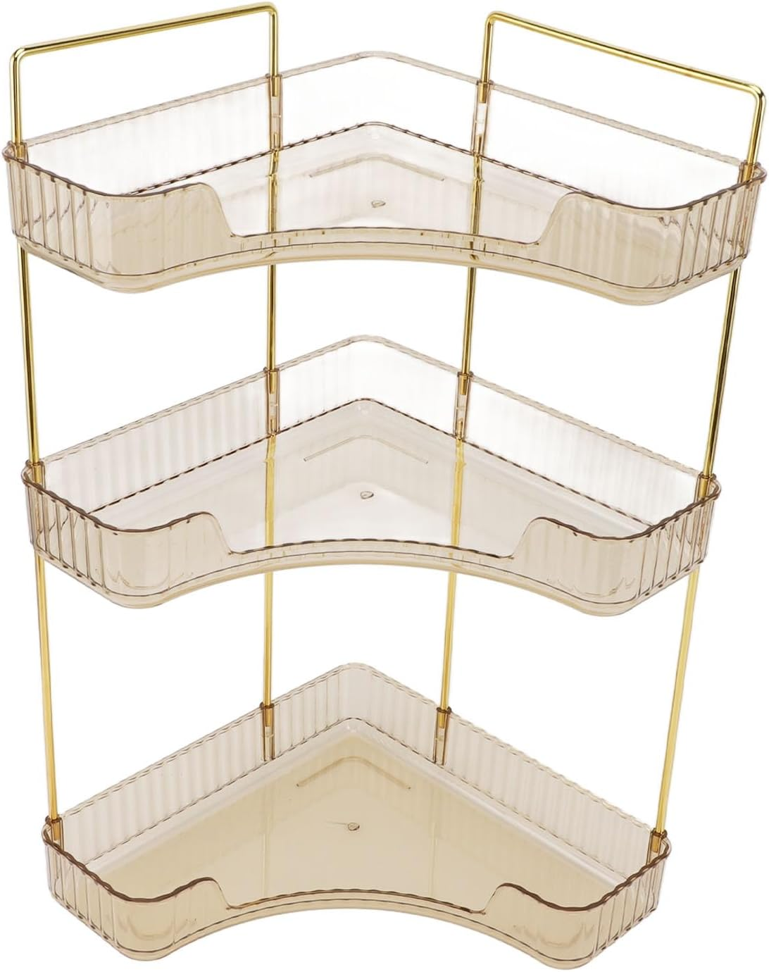 Cryfokt 3 Tier Makeup Shelf Organizer Beautiful Color Coordination Cosmetics Storage Box for Luxury Home Kitchen Bathroom (Amber) image number 1