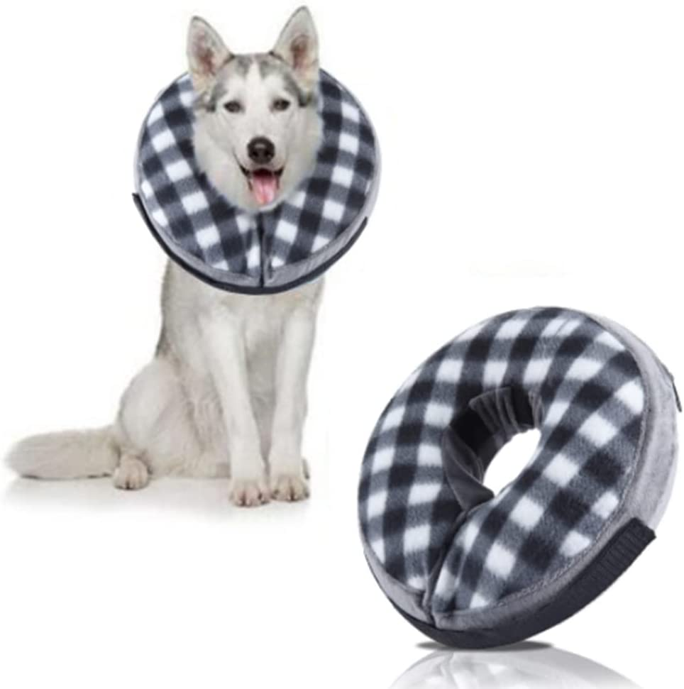 NACOCO Inflatable Dog Collar Recovery - Soft Protective Cat Cone for Pets to Prevent from Touching Stitches after Surgery Adjustable (Small, Grey) image number 1