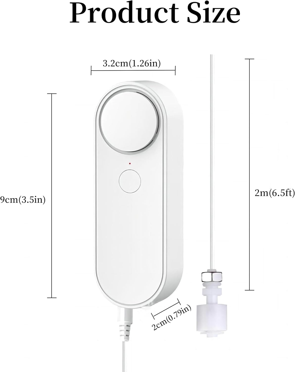 Lancoon Wifi Water Level Detector Tuya Smart Sensor Alarm Dual Probe Loud Volume APP Alert Monitoring with 6.5 Feet Detection Line for Swimming Pool Fish Tank Aquarium