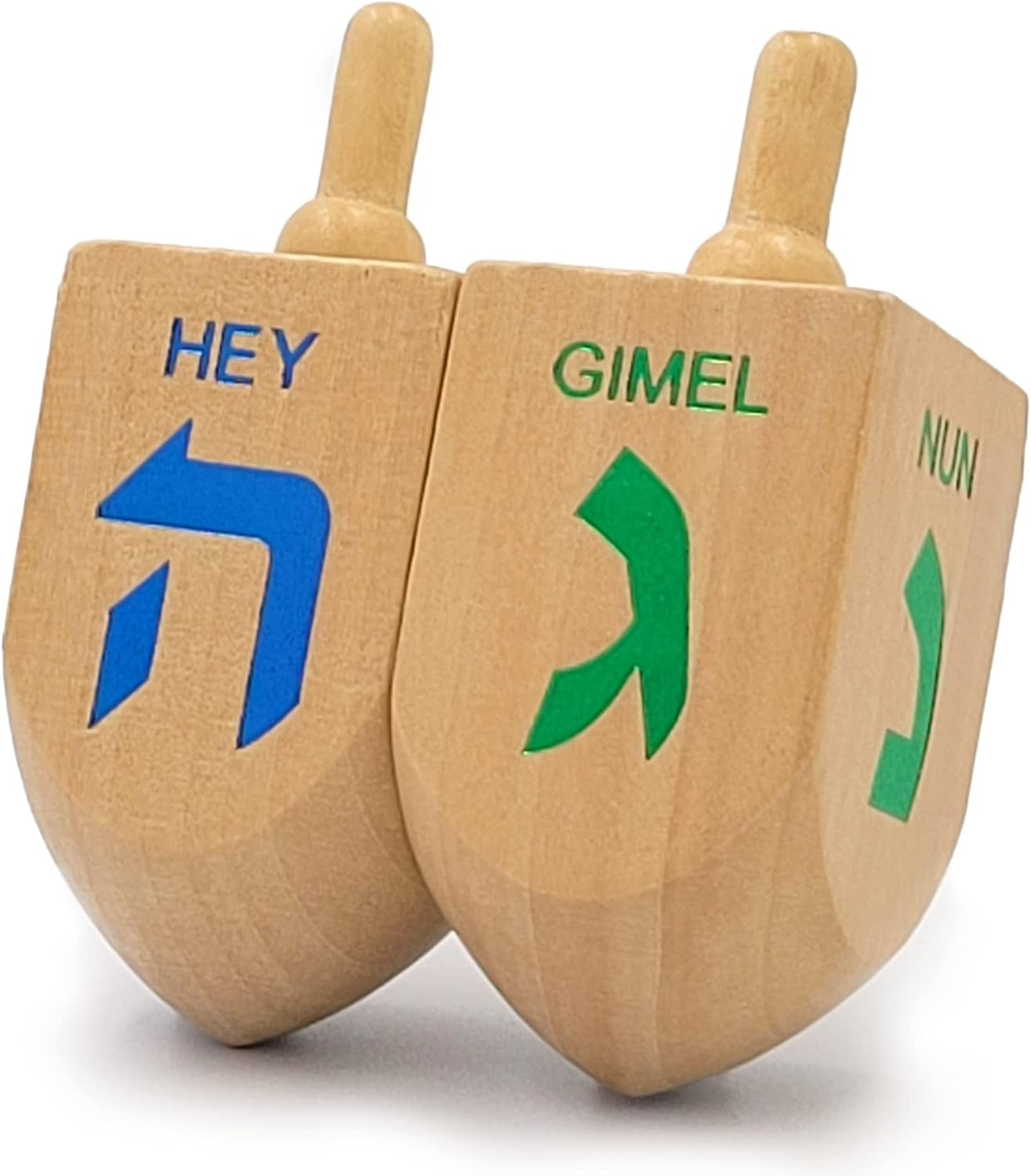 Hanukkah Dreidel Extra Large Wooden Dreidels Hand Painted - Includes Game Instruction Cards! (4-Pack XL Dreidels) image number 5