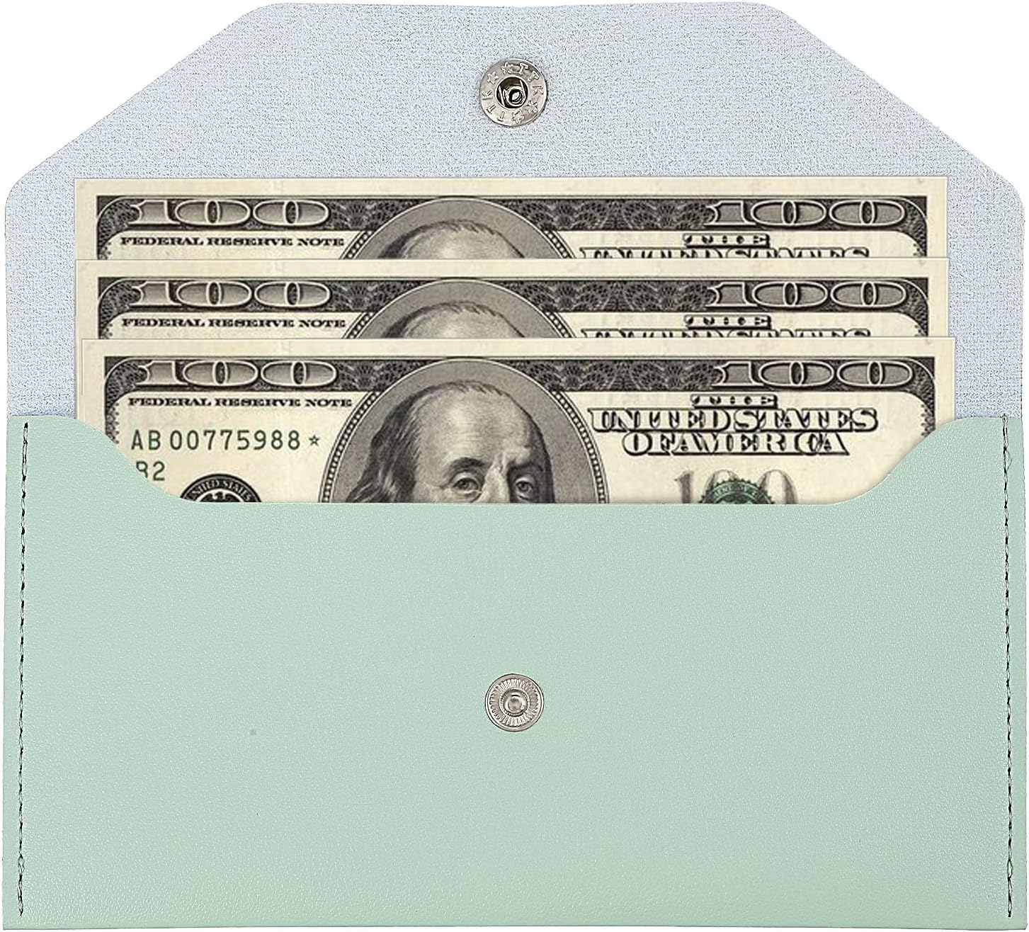 Teaaha Cash Wallet Genuine Leather Money Stuffing Wallet Organiser Reusable Budget Envelope Wallet Retro Clutch Wallet for Men Women Cash Check Billing, Minimalist Design, Pink, Modern