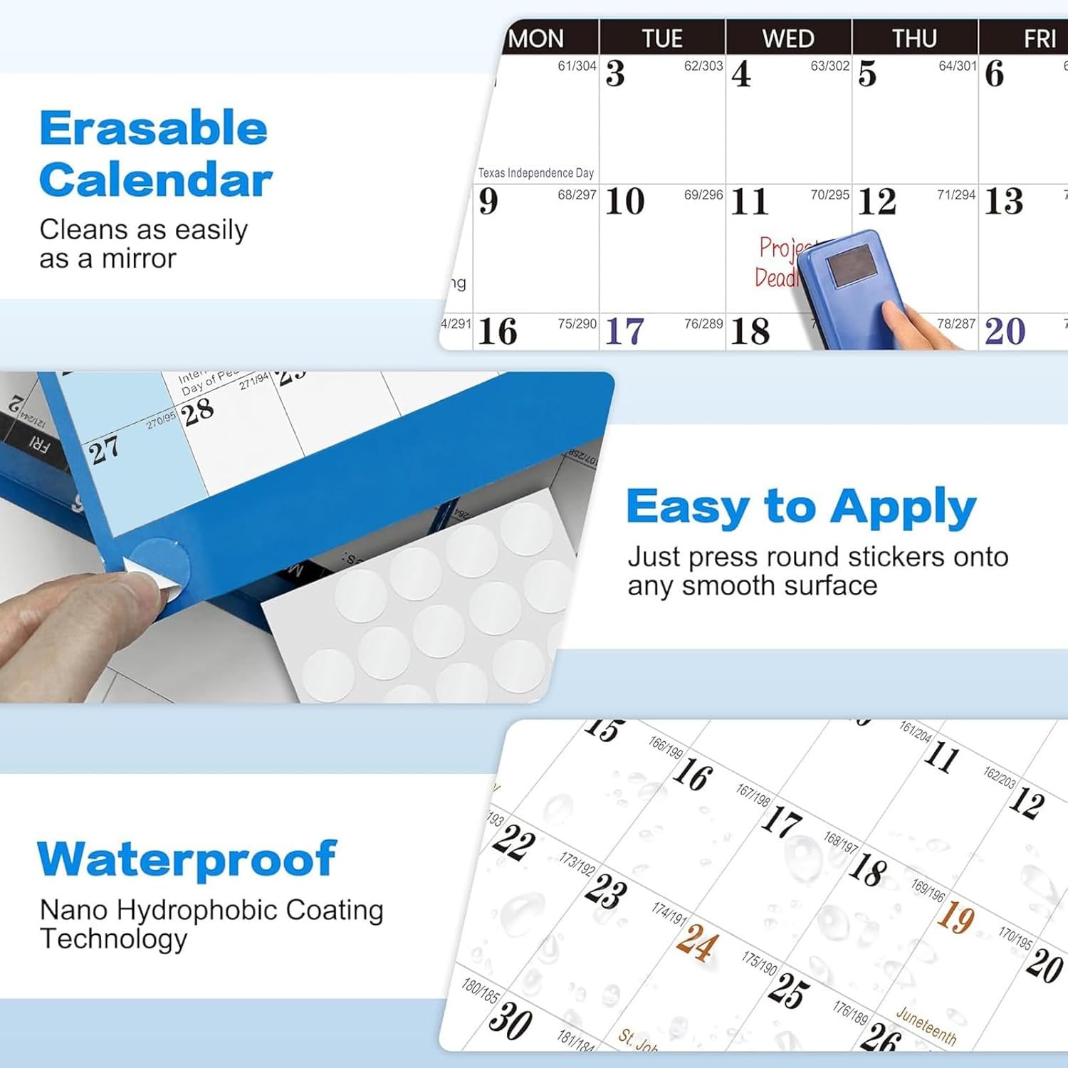 Wall Calendar 2026，61 X 87 Cm Large Dry Erase Year Calendar with Stickers & Marker,Wet & Dry Erasable Laminated 12 Month Annual Yearly Planner, Reversible, Horizontal/Vertical image number 5