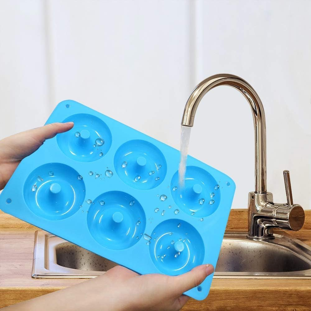 4 Pcs Silicone Donut Pan Molds, Betterjonny 6 Cavity Food Grade Non-Stick Baking Tray Maker Pan for Perfect Shaped Doughnuts Cake Biscuit