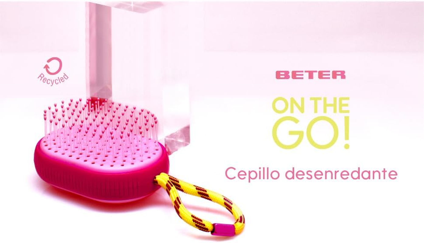 Beter - Hair Detangling Brush, Detangling On-The-Go Pink, Compact with Hanging Cord, Ideal for Travel, Made from Recycled Plastic, for All Hair Types image number 1