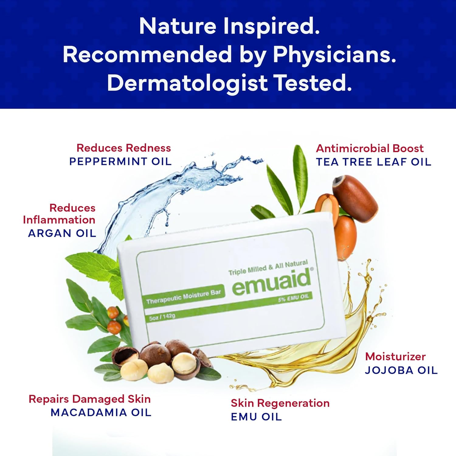 Emuaid Therapeutic Moisture Bar 5Oz Bath Soap Skin Dermatitis Psoriasis Eczema image number 5