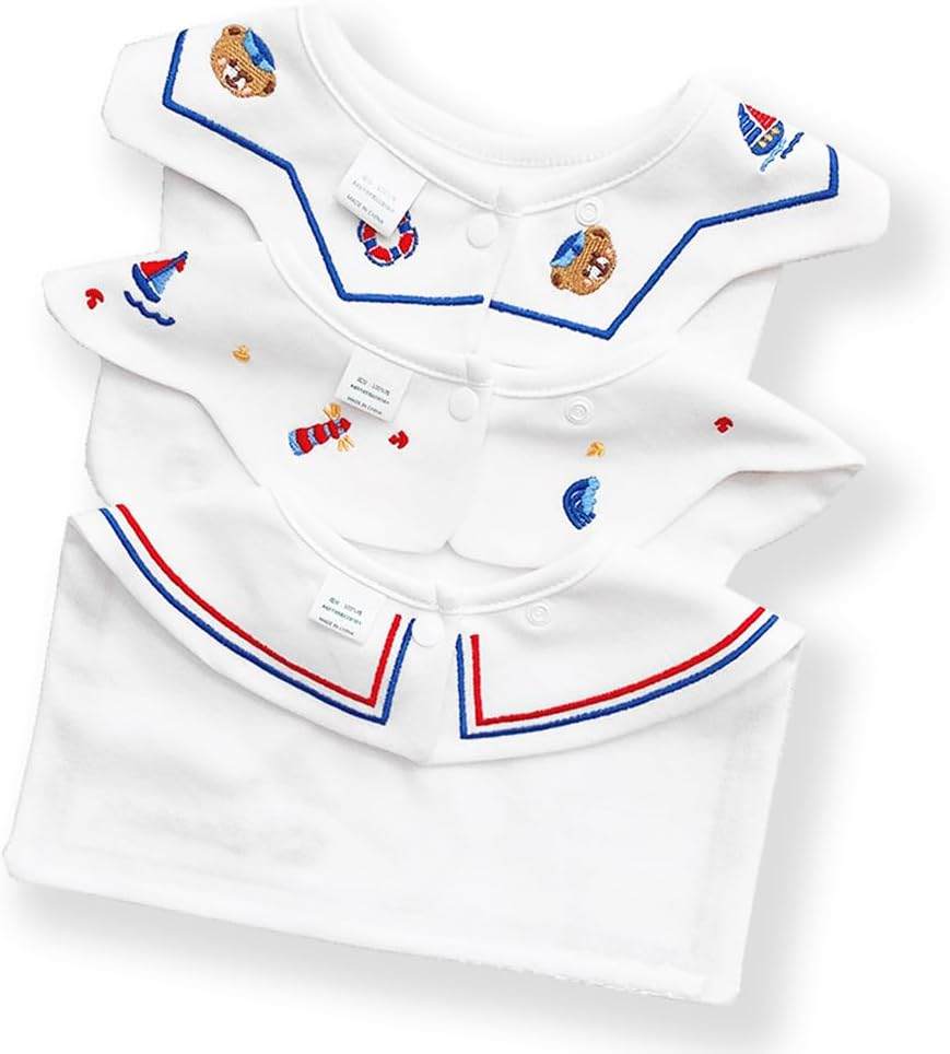 Amersis Sailor Baby Bibs 3 Pack for Baby Boys and Baby Girls - Bibs For Boys image number 6