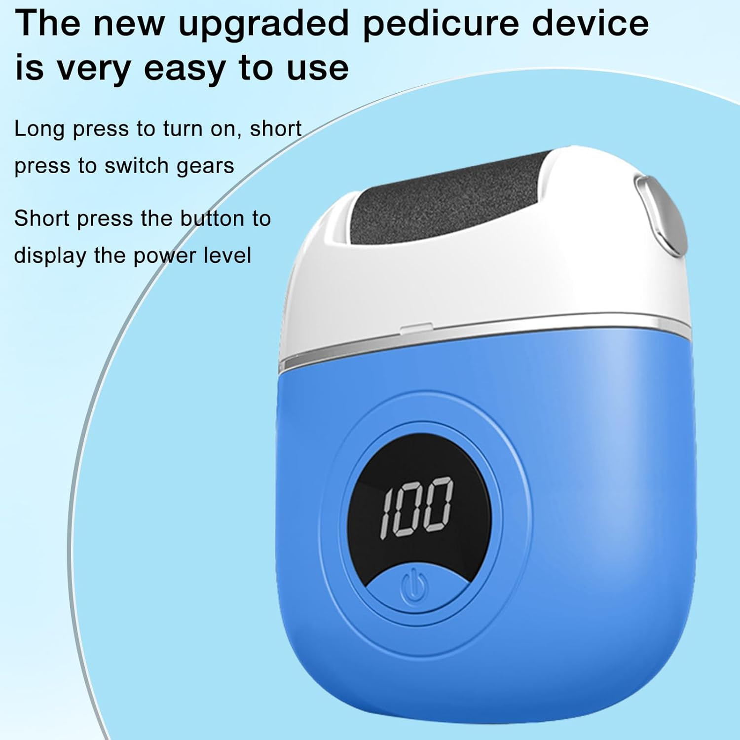 Electric Foot Callus Remover, 2024 New USB Rechargeable Foot Repair and Grinding Device, Heel Polisher Digital Display, Electric Foot Exfoliating Scrubber with 3 Grinding Heads 2 Speeds (Blue)