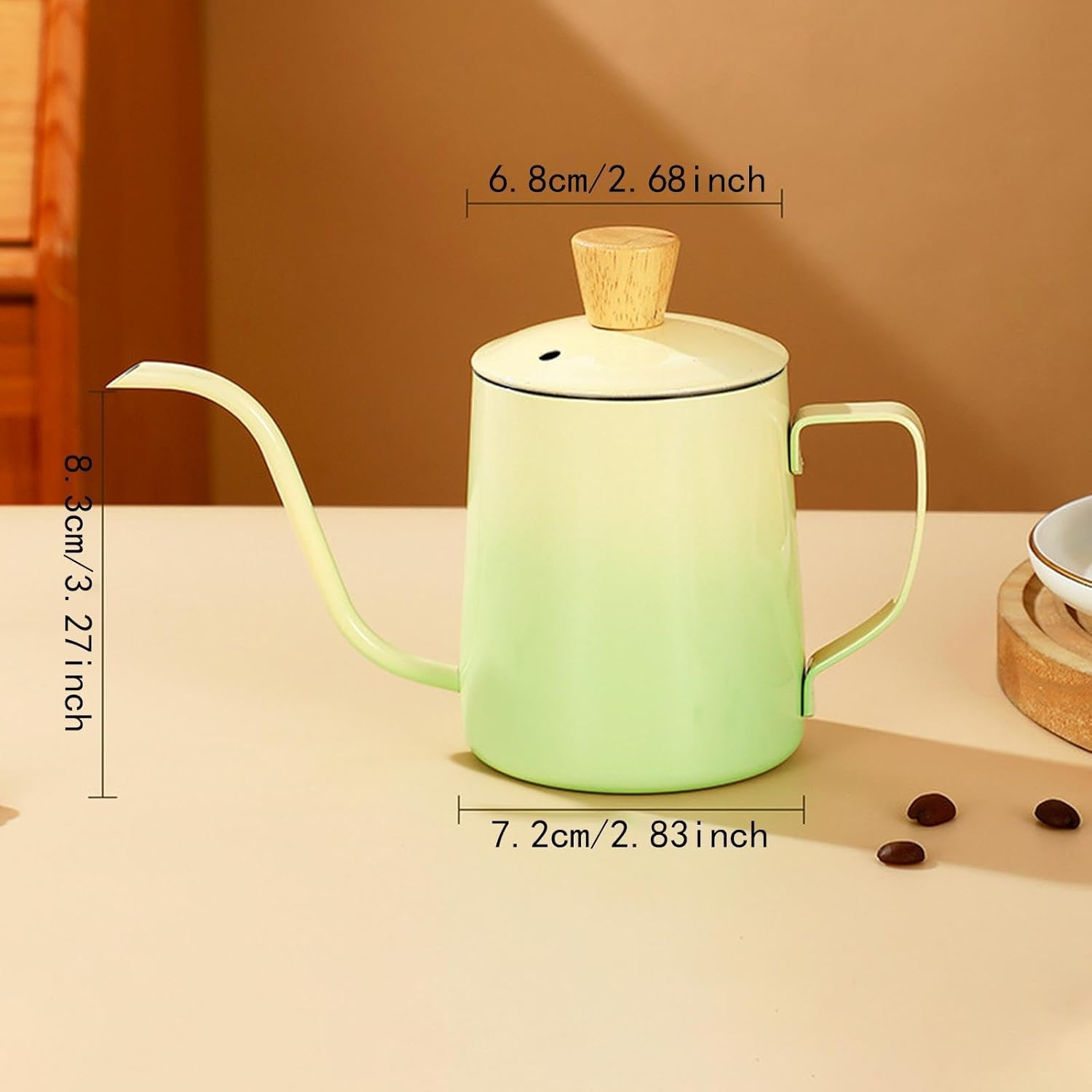 Generic Espresso Pour over Coffee Kettle 350 Ml Tea Kettle for Campfire Stoves Multipurpose Hand Drip Coffee Pot Stainless Steel, Gradient Green - Gradient Pink image number 7