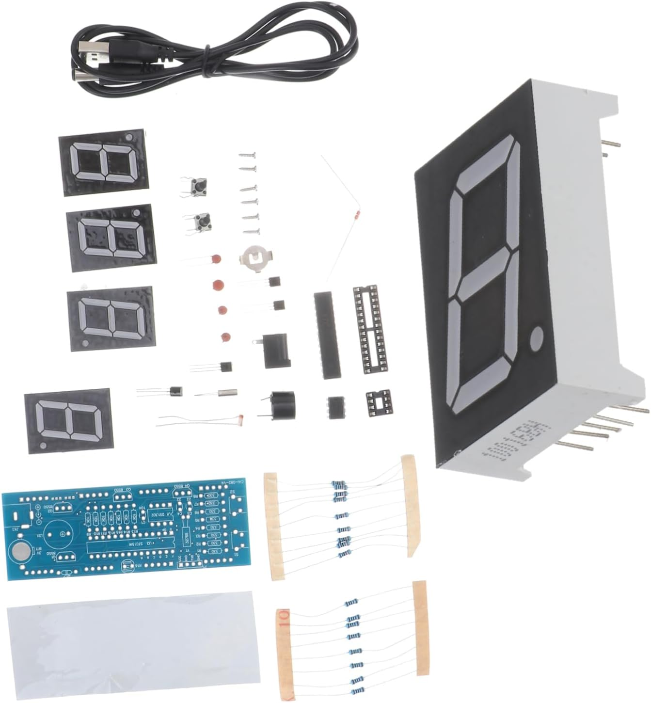 WOFASHPURET Digital Alarm Clock Kit, 1 Set DIY Rotating Digital LED Display Module Alarm LED Components Soldering Practice DIY Timer Kit for Home School Office
