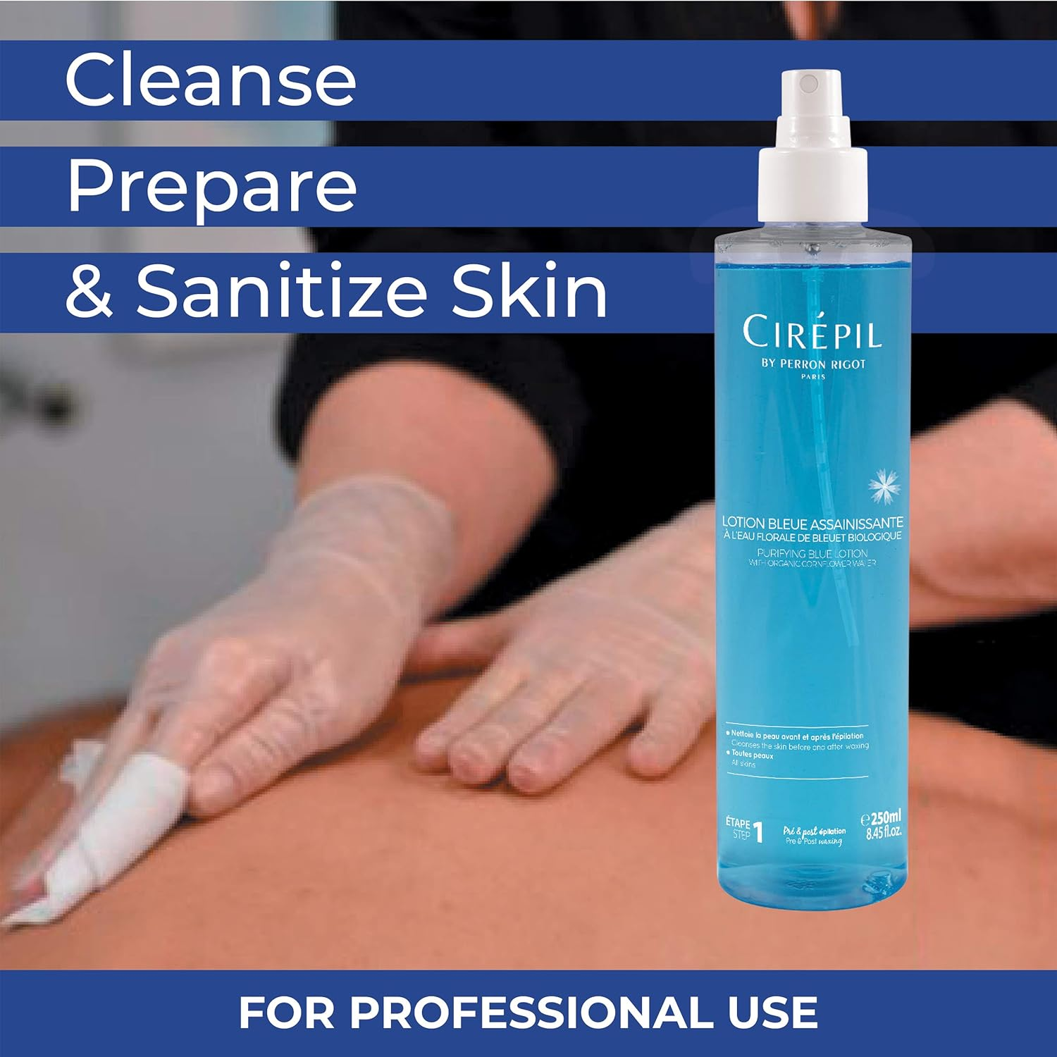 Cirepil - Pre & Post - Purifying Blue Lotion - 250Ml / 8.45 Fl Oz - Cleanses and Prepares the Skin - Pre-Waxing & Post-Waxing image number 5