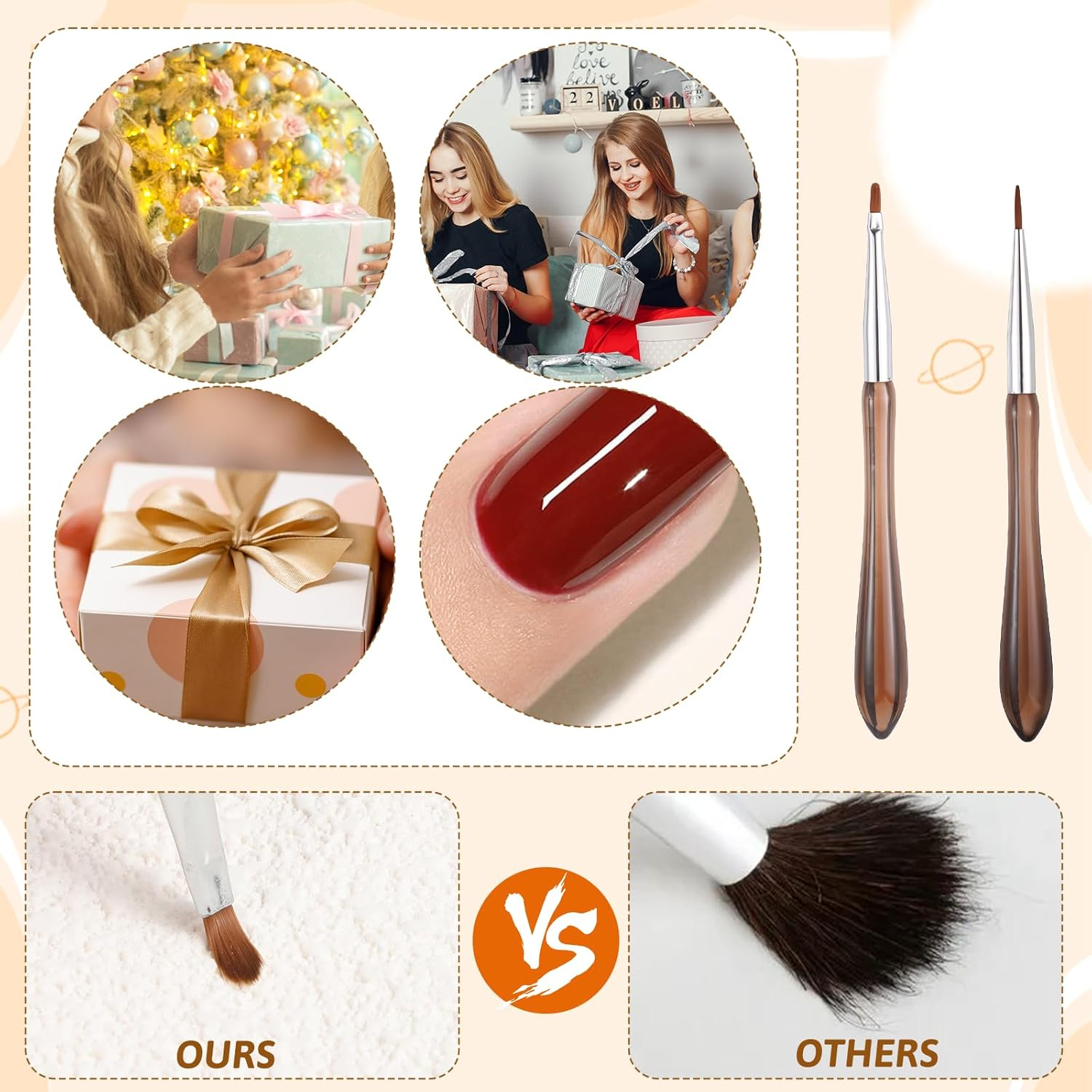 COMNICO 2PCS Nail Art Brushes, Flowers Drawing Pen Versatile Nail Drawing Pen Nailtools Dual End Nailpen Brush Acrylic round Flat Painting for Petals Leaves and Intricate Art Designs image number 6