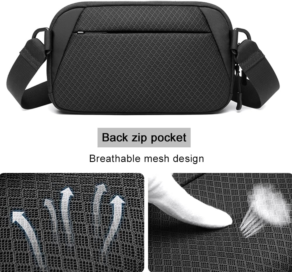 Waist Fanny Pack Men Fashion Bum Bag with Adjustable Belt for Sport Running Hiking Jogging Men （Black