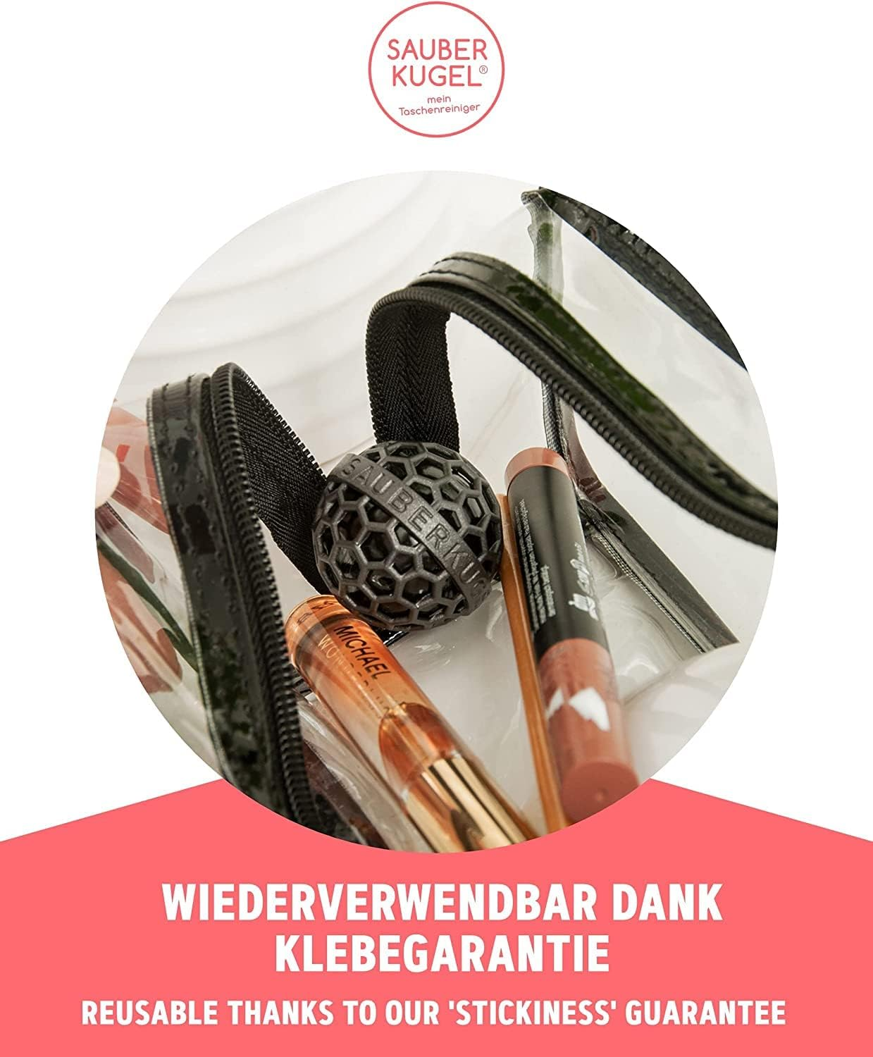 Sauberkugel - the Clean Ball - the Clever Way of Cleaning Purses, Bags, Backpacks and School Bags image number 1