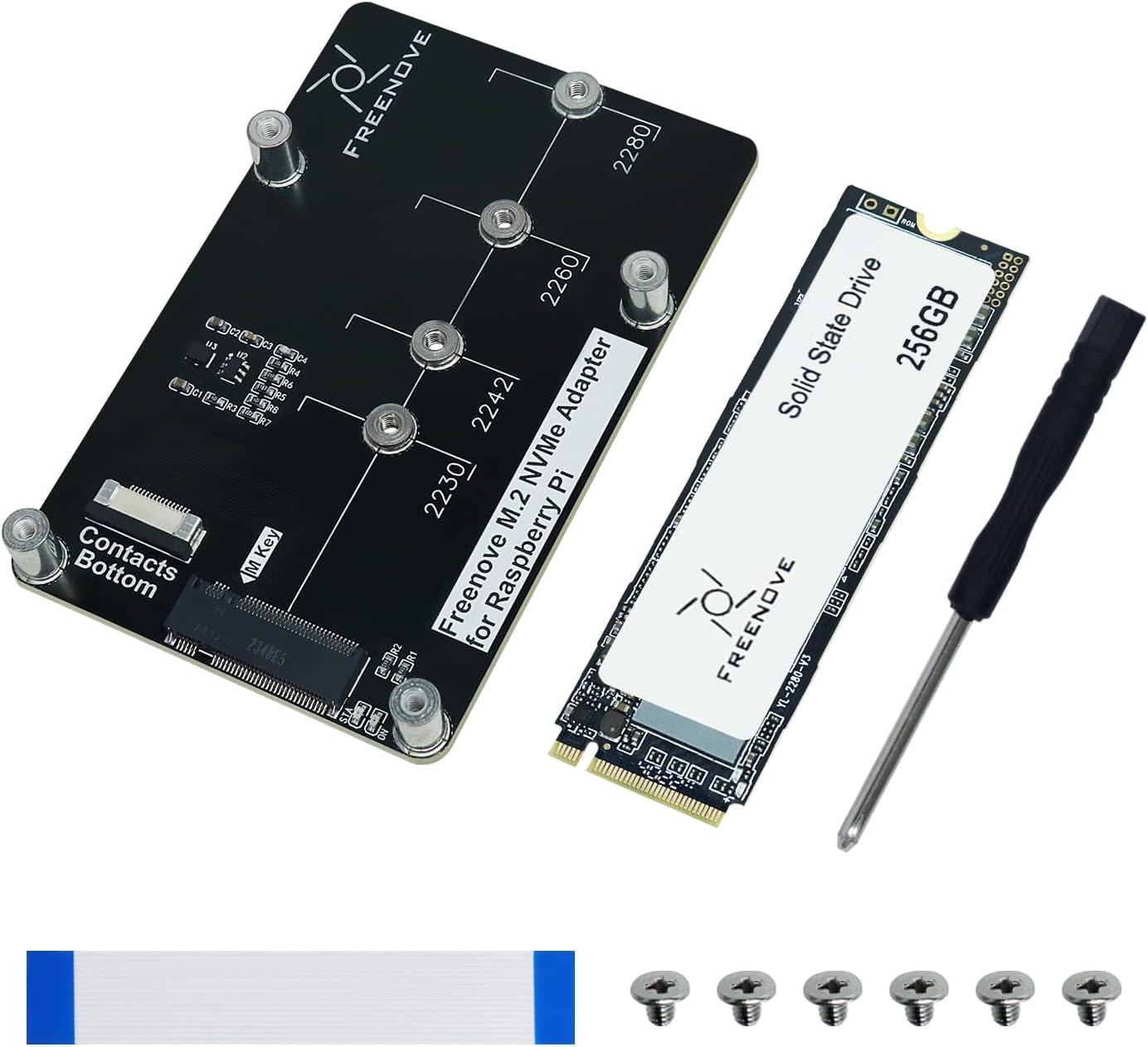 Freenove M.2 Nvme Adapter for Raspberry Pi 5 (With 256GB SSD), M.2 HAT Add-On Board, Solid State Drive, Pcie 2.0/3.0, Tested Speed 800 Mb/S image number 6
