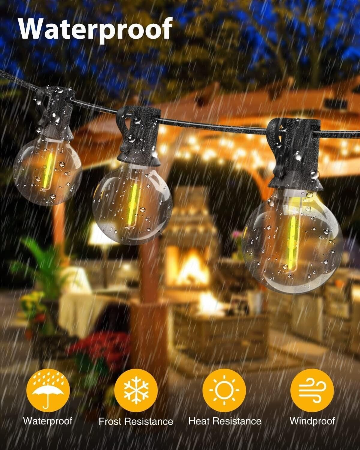 Litogo 18M Outdoor Festoon Lights Mains Powered, String Light with 30+3 G40 LED Bulbs, Waterproof & Shatterproof Hanging Globe Patio Lighting for Garden Pergola Wedding Gazebo Backyard Outside image number 1