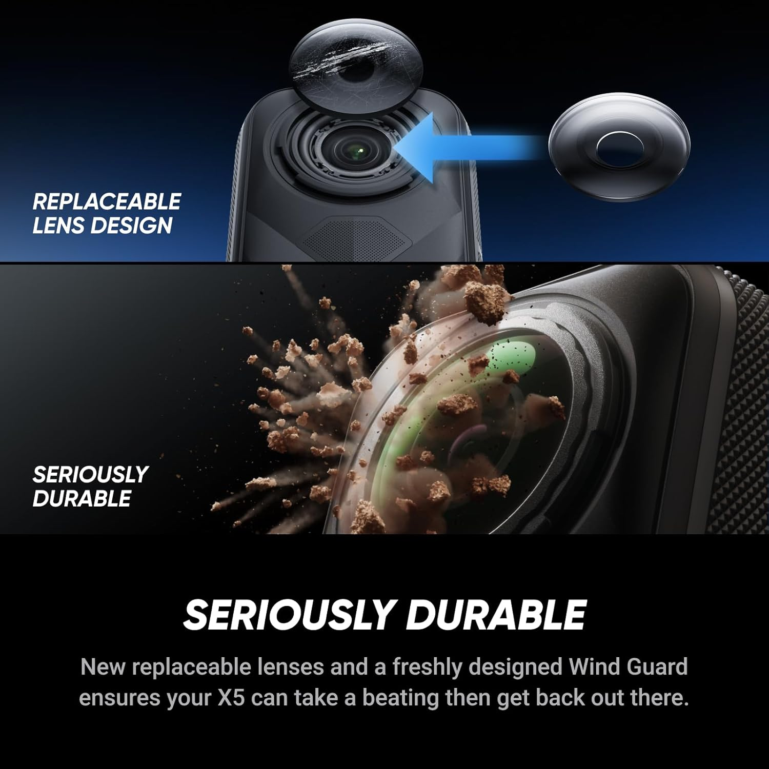 Insta360 X5 - Waterproof 8K 360&deg; Action Camera, Leading Low Light, Invisible Selfie Stick Effect, Rugged and Replaceable Lens, 3-Hour Battery, Built-In Wind Guard, Stabilization, Triple AI Chip Design image number 3