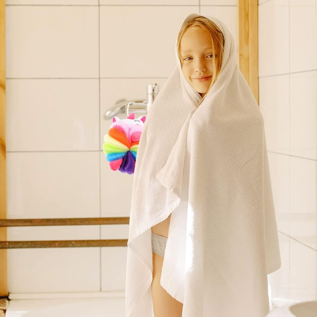 Toddmomy Kids Bath Sponge 2Pcs Kids Loofah Animal Bath Loofahs Mermaid Cartoon Shower Loofahs Cute Bath Sponges Pouf Body Scrubbers Shower Loufah Sponge image number 4