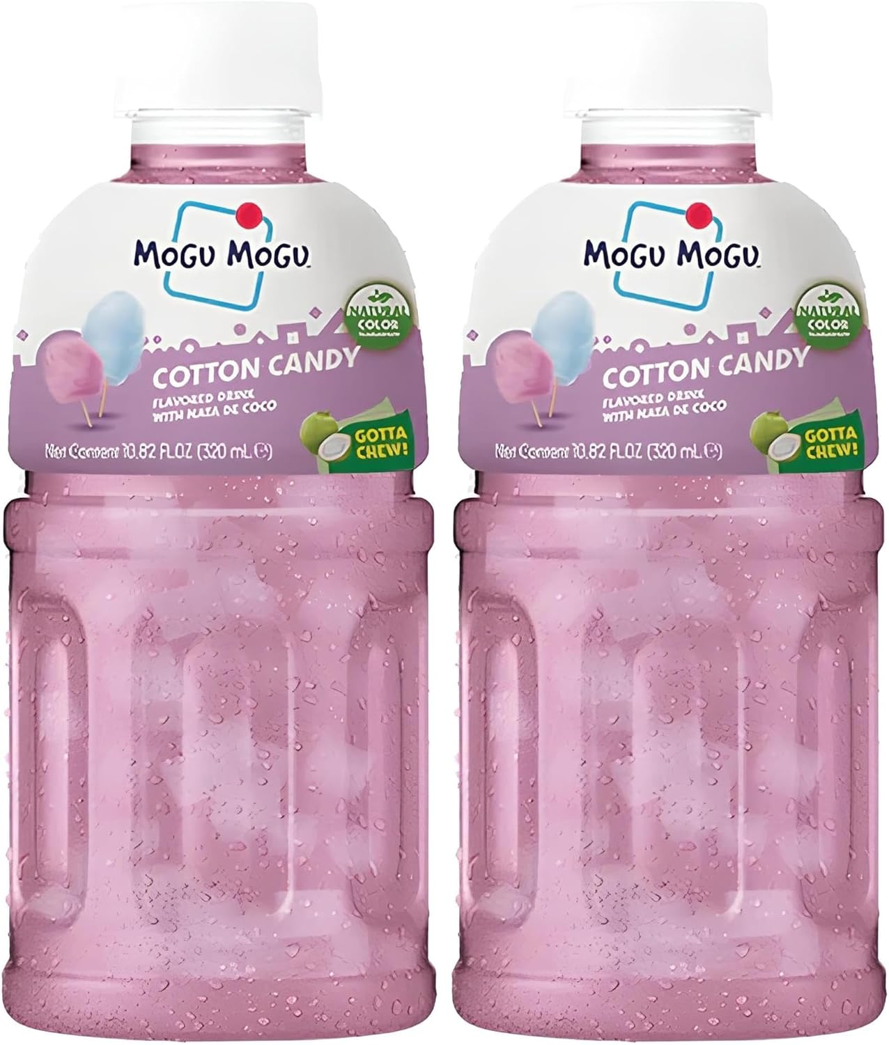Mogu Mogu Cotton Candy Flavoured Drink with Nata De Coco | Fun Fruity Asian Drinks with Chewy Coco Jelly | Refreshing and Unique Mogu Mogu Drink | Sweet Cotton Candy Flavour | Nata De Coco Drinks | 320Ml Bottle image number 3