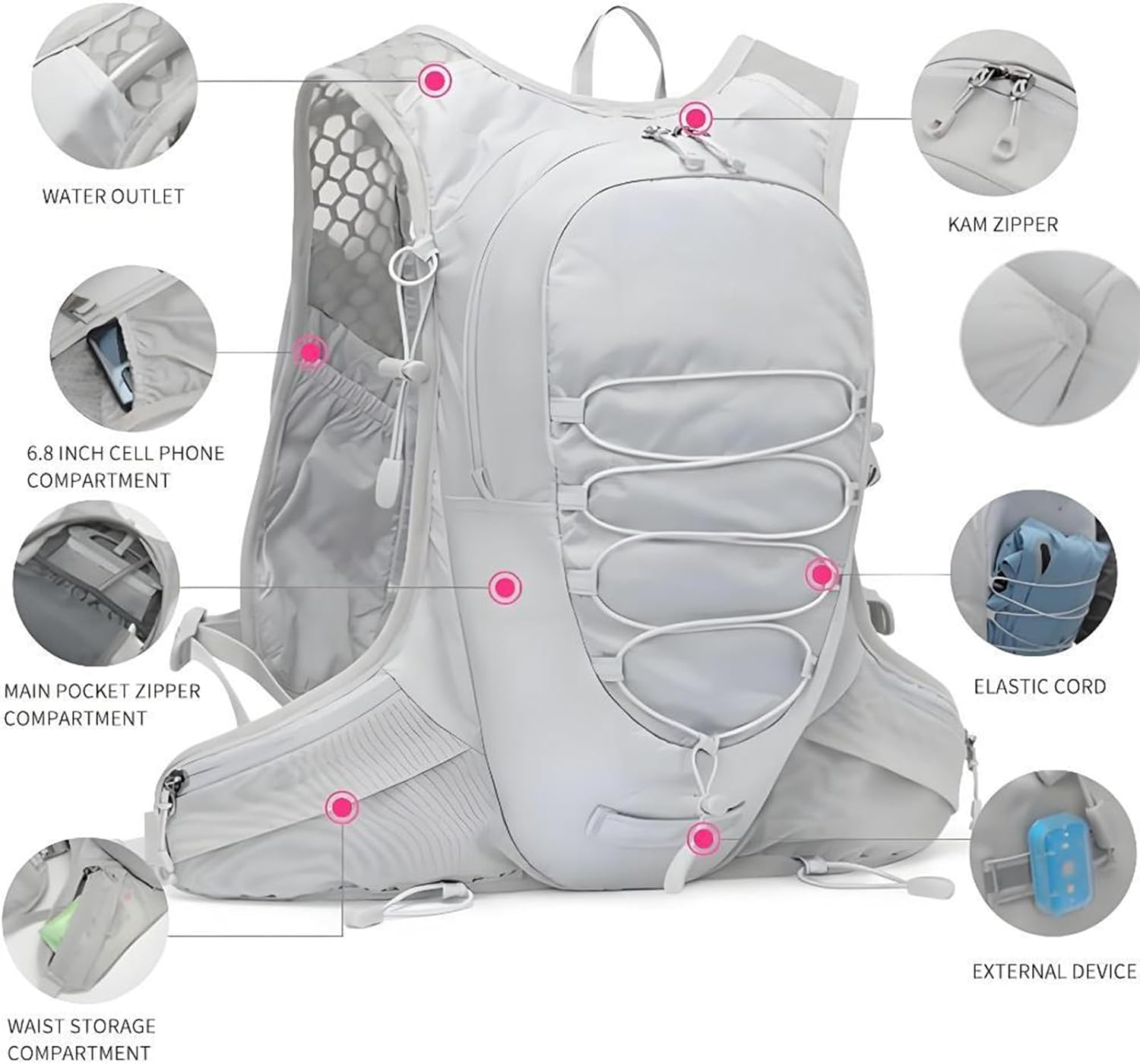 Running Hydration Vest for Men Women Water Backpack for Running 3L Running Hydration Pack for Trail Running Marathon Race Hiking image number 5