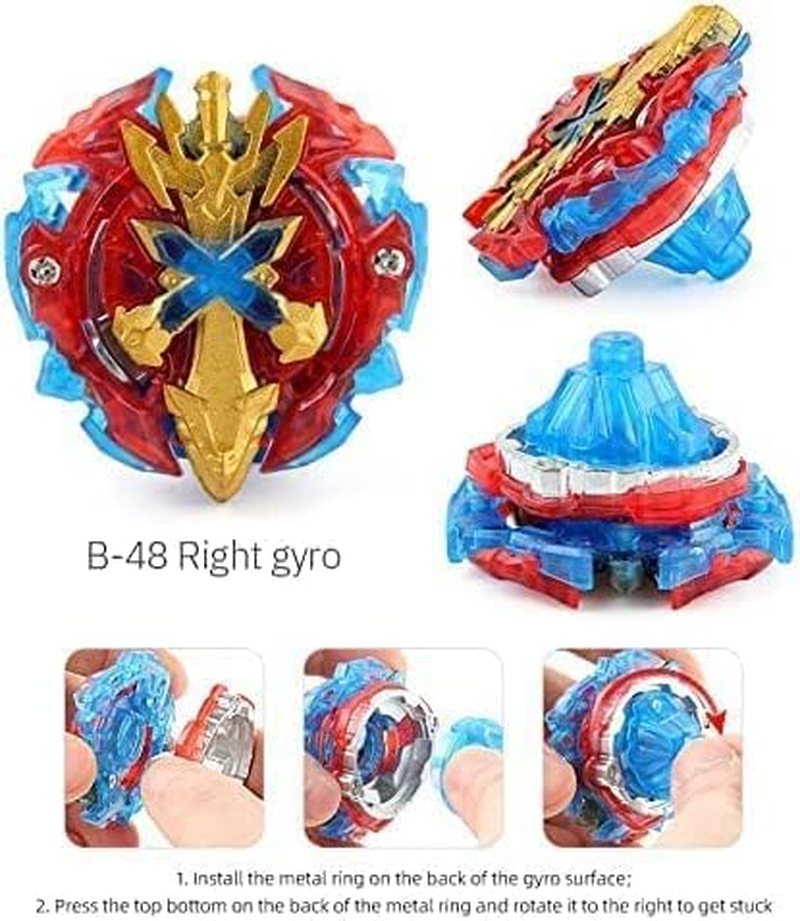 B-Qtech Battling Gyro Tops Burst with Launchers and Stadium Arena, 4 Spinning Tops + 2 Launchers + 1 Arena
