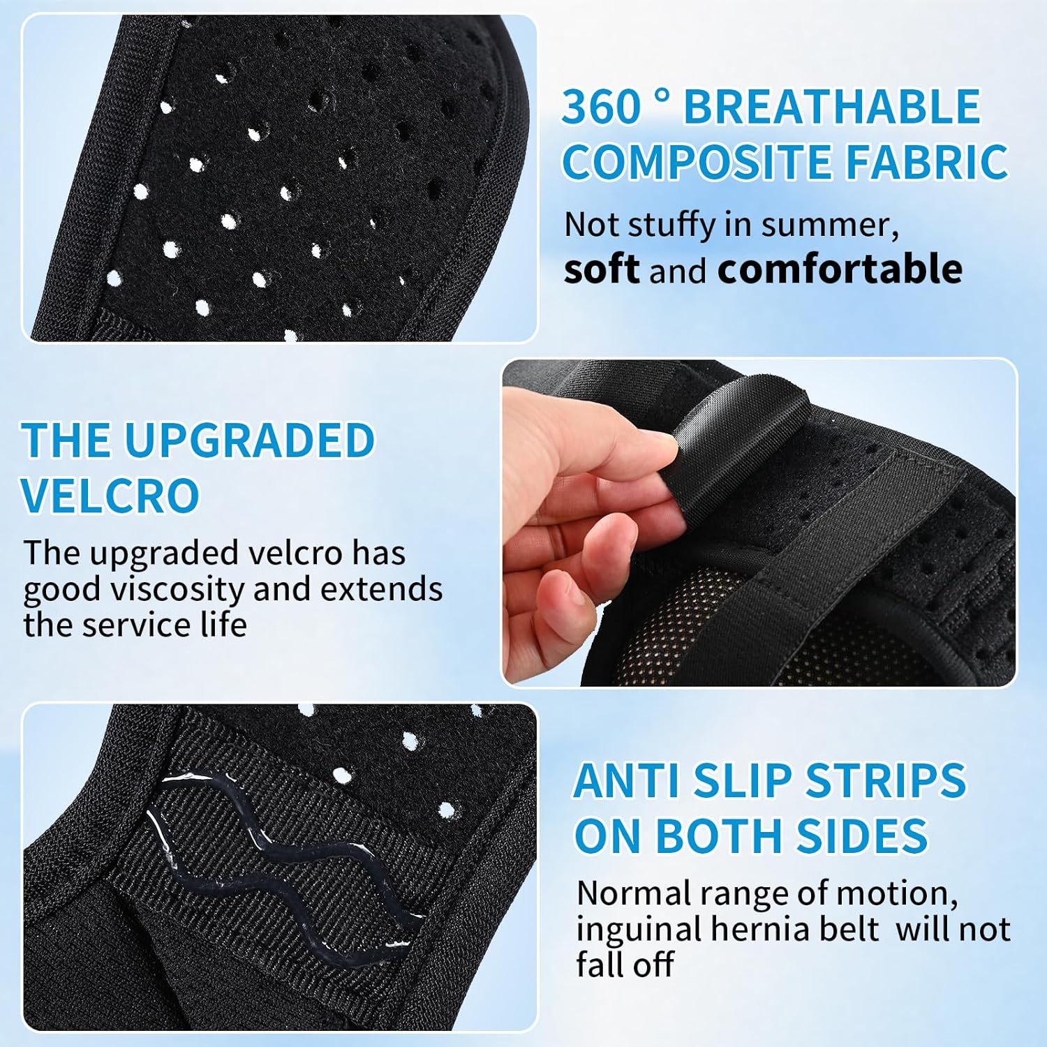 Tenbon Hernia Belt Truss for Men and Women Left or Right Side, Hernia Belt Truss for Single Inguinal or Sports Hernia with Removable Compression Pads for Pre or Post-Surgical Scrotal, Femoral, Comfortable Adjustable Waist Strap Guard, Black (L) image number 1