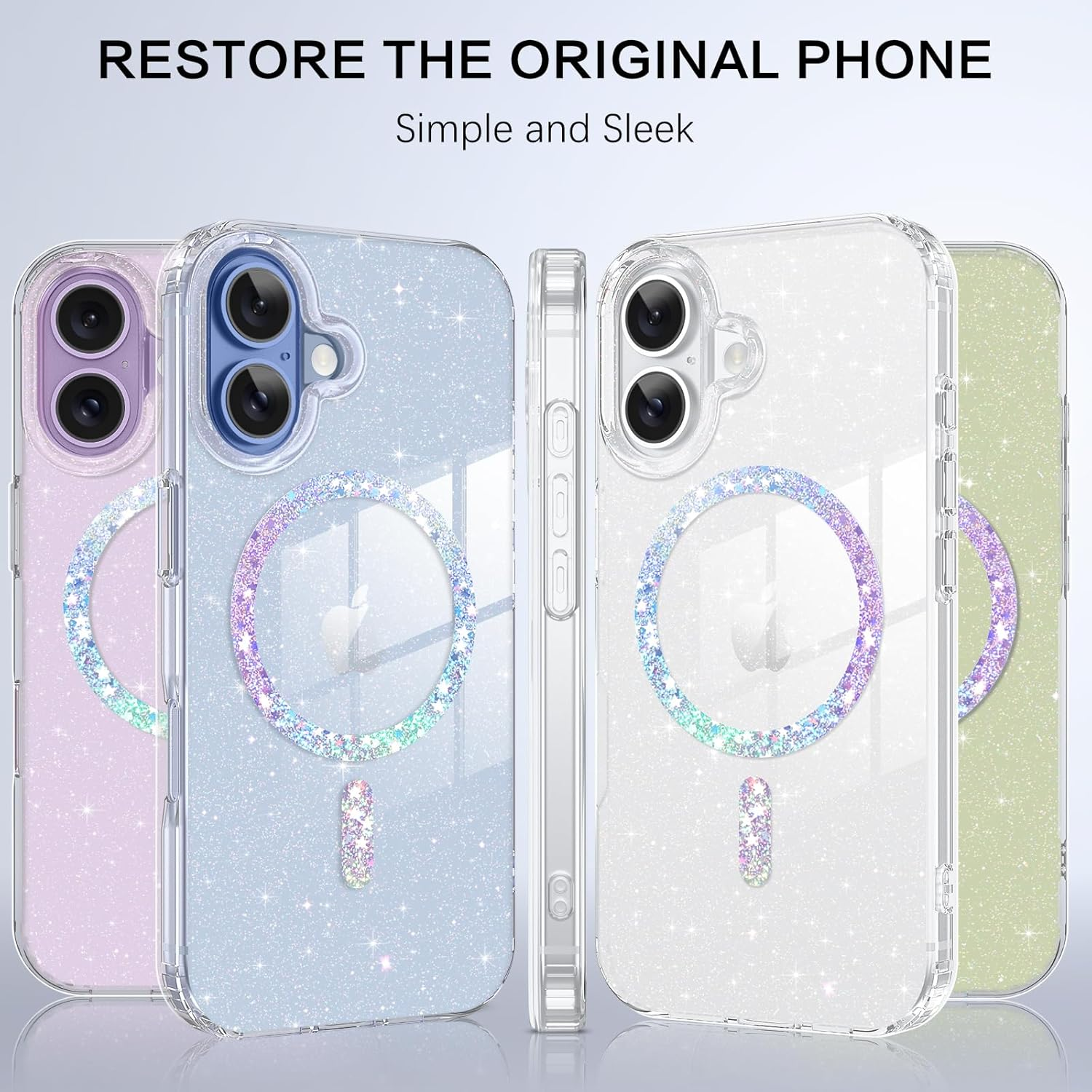 Gaobao Compatible with Iphone 17 6.3 Inch, Magnetic Glitter Case Compatible with Magsafe, Clear Cute Bling for Women and Girls, Slim Shiny Shockproof & Protective Sparkly Cover Crystal Clear Glitter image number 2