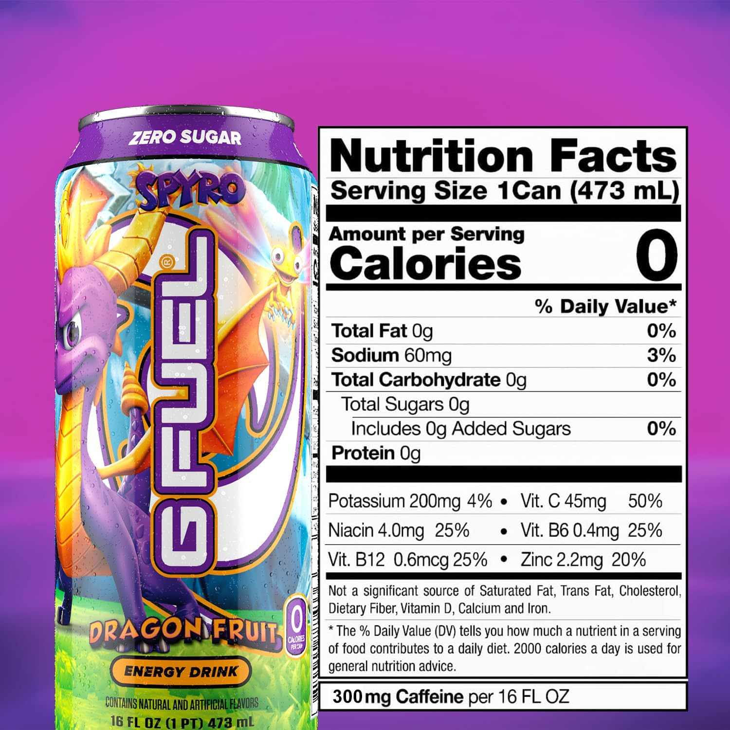 G Fuel Spyro the Dragon Zero Sugar Dragon Fruit Flavored Energy Drink 473 Ml (Pack of 12) image number 2
