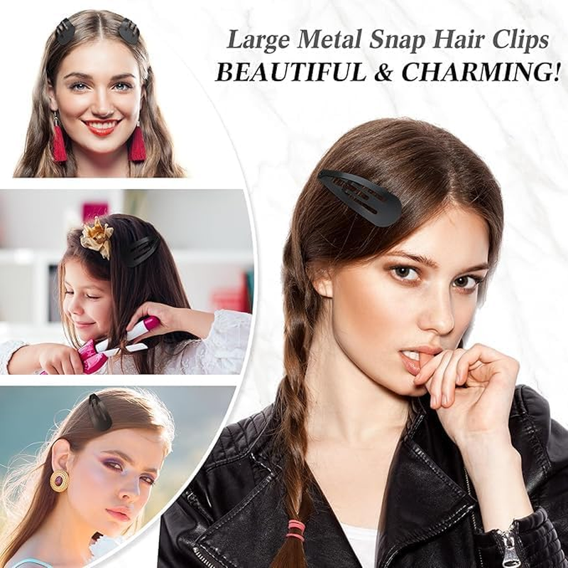 NTY Collections Large Metal Snap Hair Clips for Women (Black) &ndash; Strong Grip Nonslip Barrettes, Heavy-Duty Metal Hair Accessories for Thick or Thin Hair, Fashion Hair Clips for Daily Styling - 30 Pieces 3.1 Inch image number 4