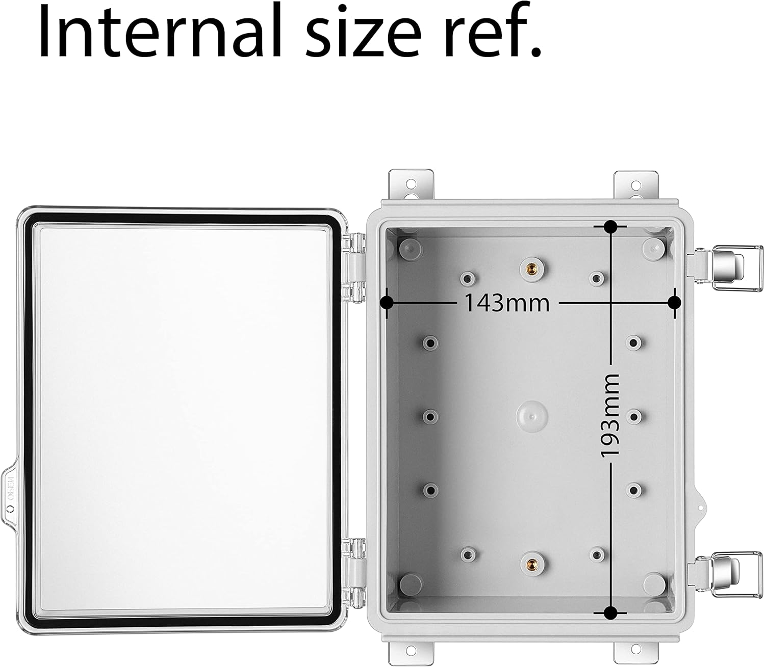 Gratury Junction Box, IP67 Waterproof Plastic Enclosure for Electrical Project, Hinged Transparent Cover, Includes Mounting Plate and Wall Bracket 220&times;170&times;110Mm (8.6"&times;6.7"&times;4.3" TC) image number 4