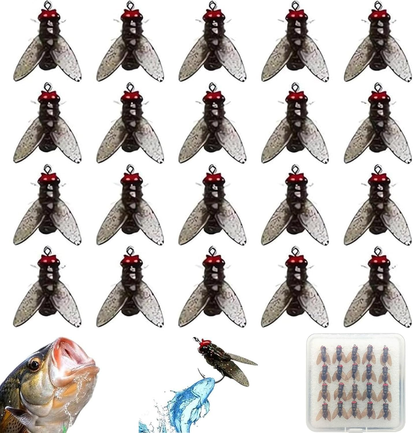 Bionic Fly Fishing Bait,20Pcs Fly Fishing Flies, Bionic Flies Fishing Lure, Bionic Fly Fishing Fly Hook, 2024 New Fly Hook Soft Bait Add Fish Attractant Fishing Gear image number 2