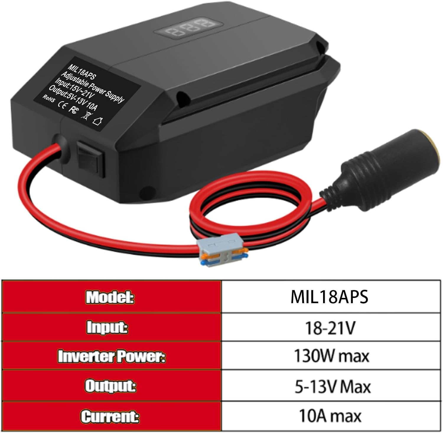 Step down Converter for Milwaukee 18 V to 12 V Power Wheels Battery Adapter, 5 V-13 V Buck Converter Regulator Buck Converter, DIY Charger Converter Power Station with Cigarette Lighter for RC Car image number 4
