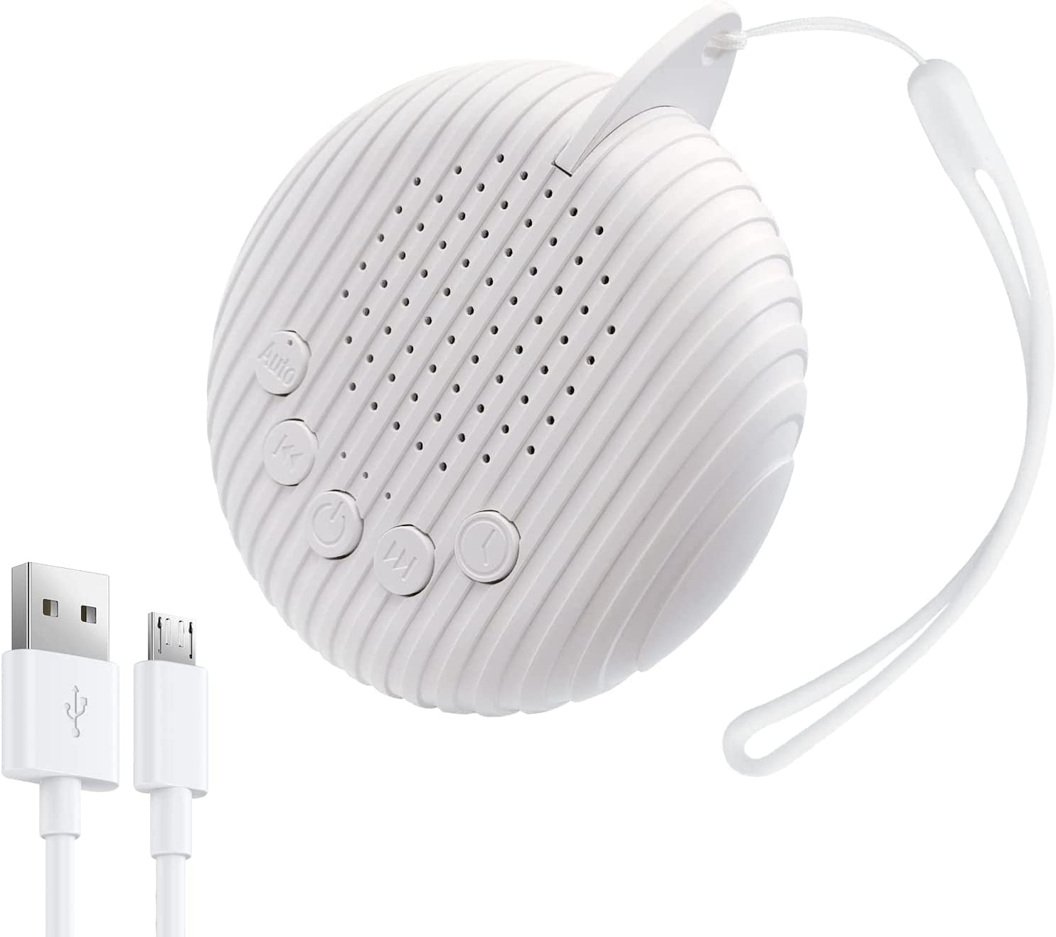 White Noise Machine, Xkey Portable Sound Machine with 10 Natural Soothing Sounds 3 Timers, Compact Sleep Sound Machine with Volume Control Powered by USB, White Hanging Sound Machine (A)