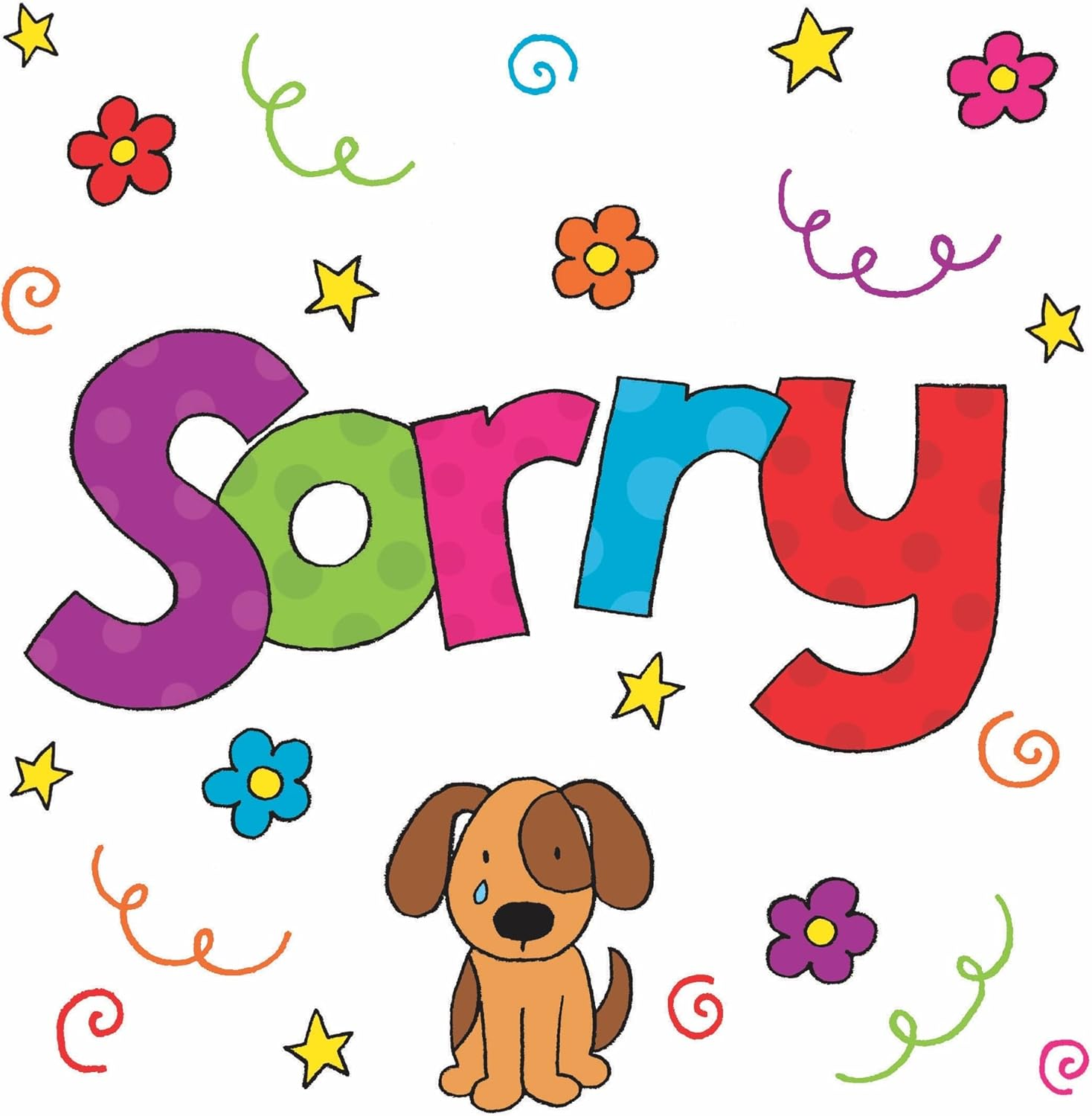 Twizler Sorry Card - I'M Sorry Card for Any Apology Occasion - Flowers and Crying Puppy Design image number 1