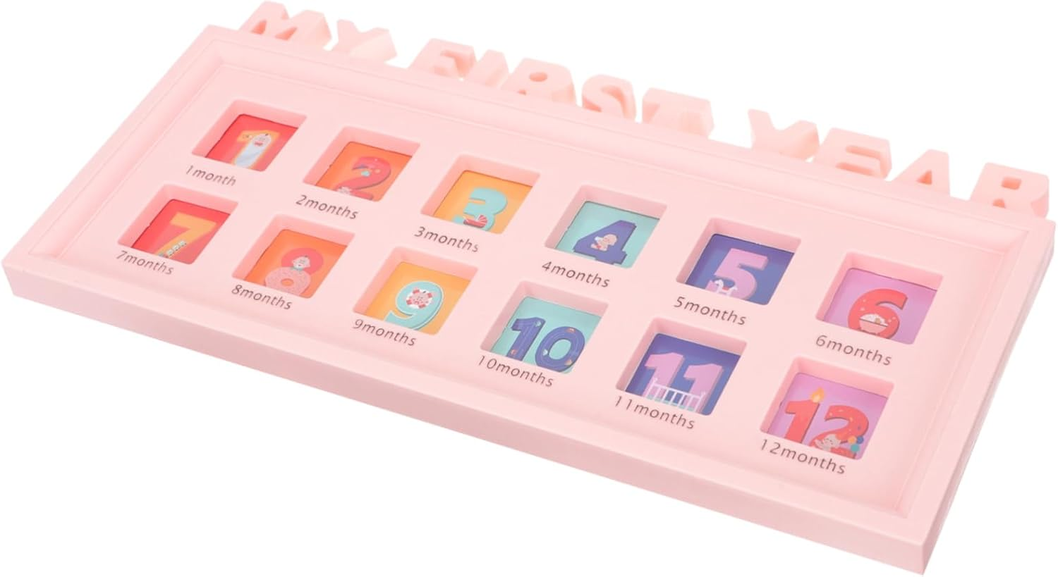 Month Growth Photo Frame Compact First Year Picture Holder for Boys Creative Milestone Display for Home Decor for Recording Memories