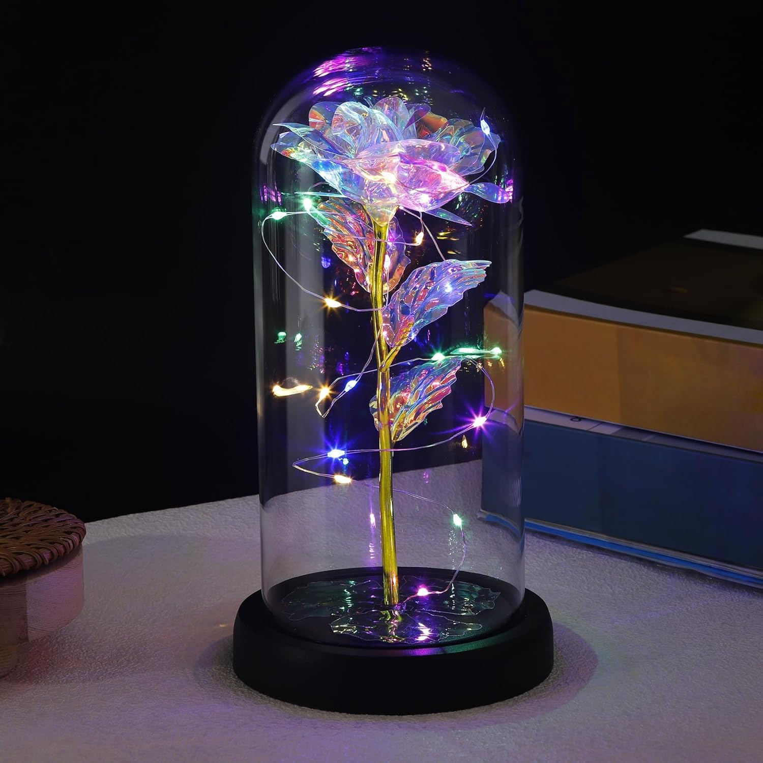 Birthday Gifts for Women Gifts for Mom Gifts for Women Gifts for Sister Grandma Rose Flower in Glass Dome Housewarming Gifts Valentines Day Gifts New Home Rose for Valentines Day Battery Not Included