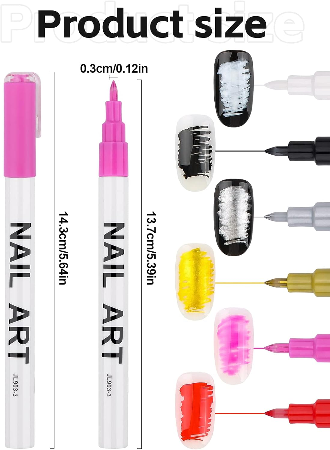 6 Color 3D Nail Art Pens Set, Kalolary Nail Point Graffiti Dotting Pen Drawing Painting Liner Brush for DIY Nail Art Beauty Adorn Manicure Tools (A) image number 4
