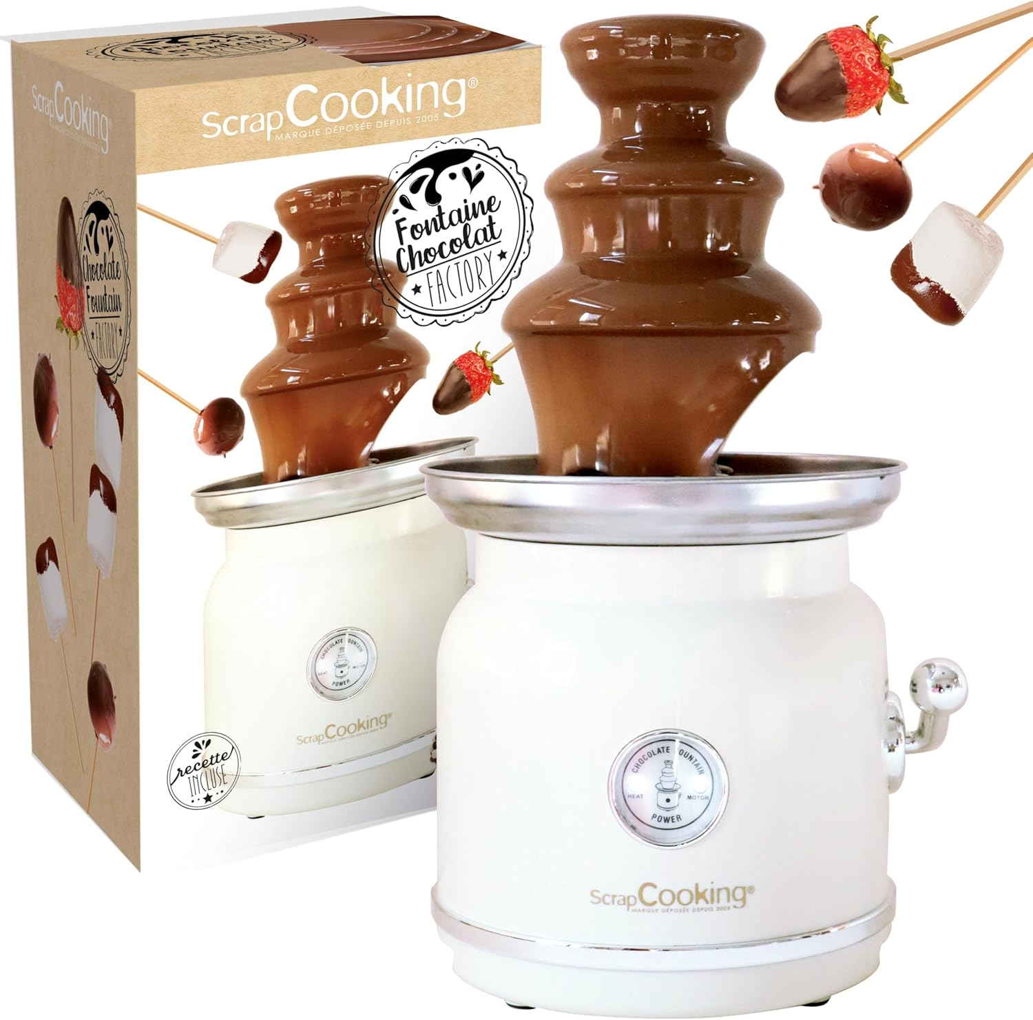 Scrapcooking - 3897 Chocolate Fountain - Stainless Steel 3 Tier Tower & Keep Warm - Vintage Design - Electric Chocolate Fondue Machine - Gift Idea for Pastry Kitchen - 3897 image number 6
